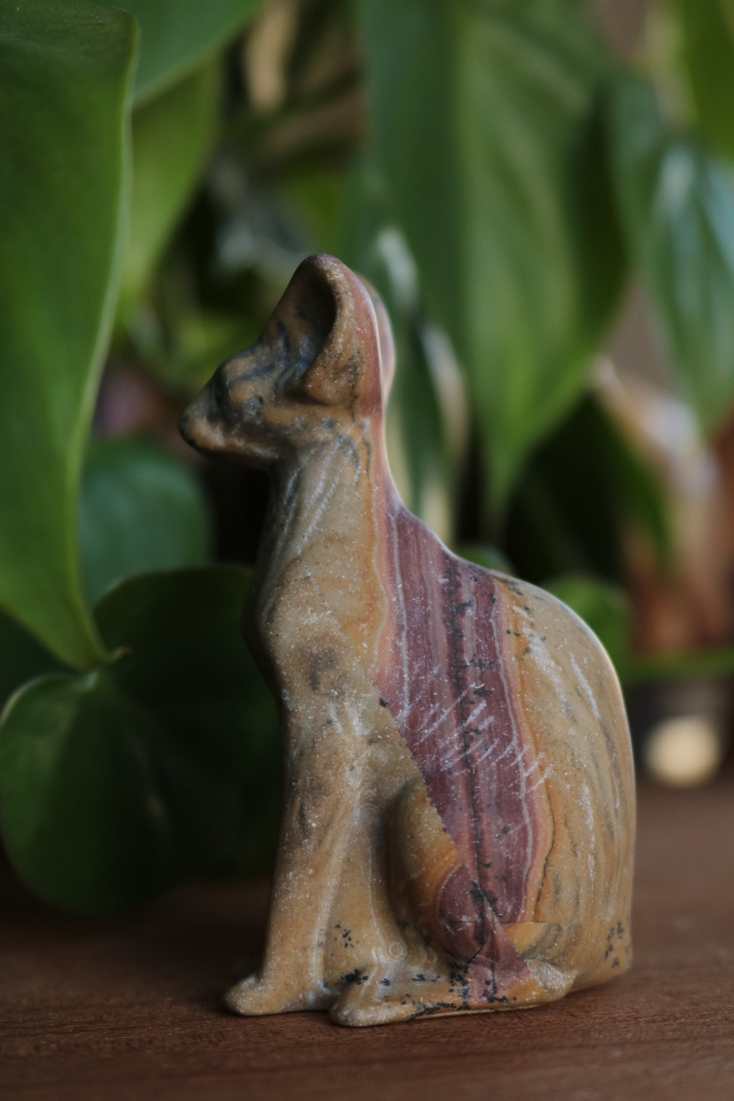 Picture Jasper Sphynx Cat Carving