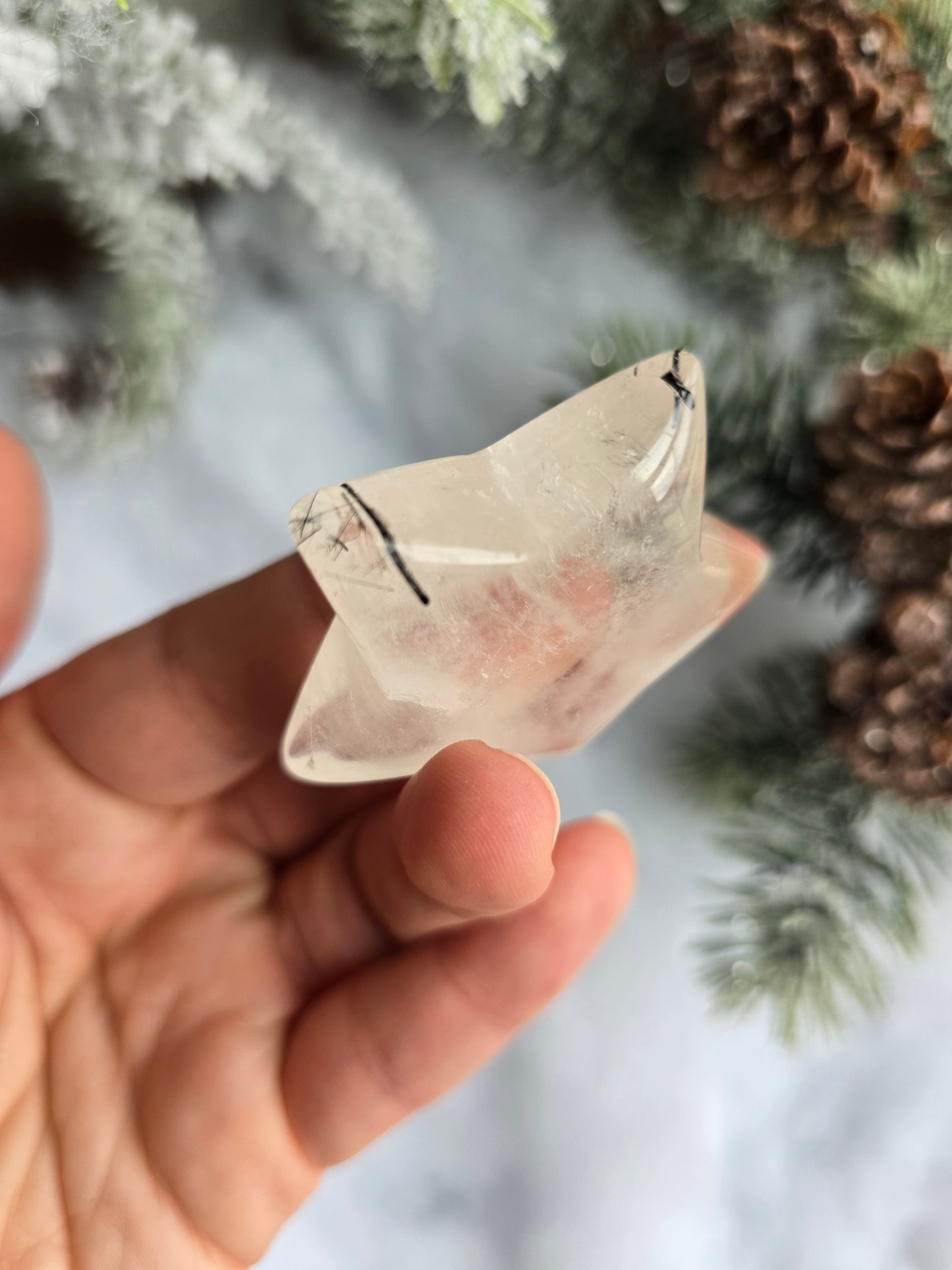 Black Tourmaline in Quartz Star