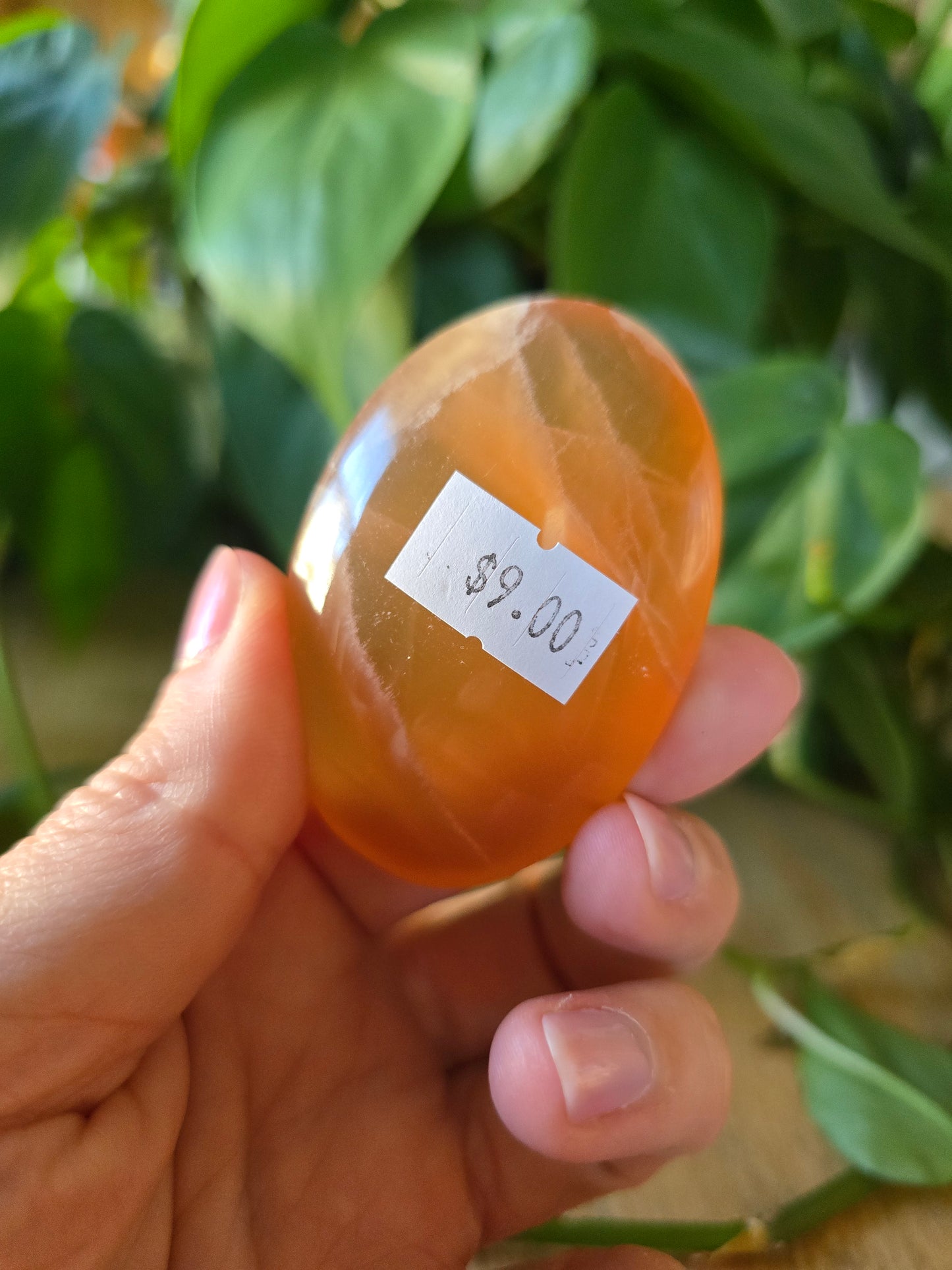 Honey Calcite Palm Stone