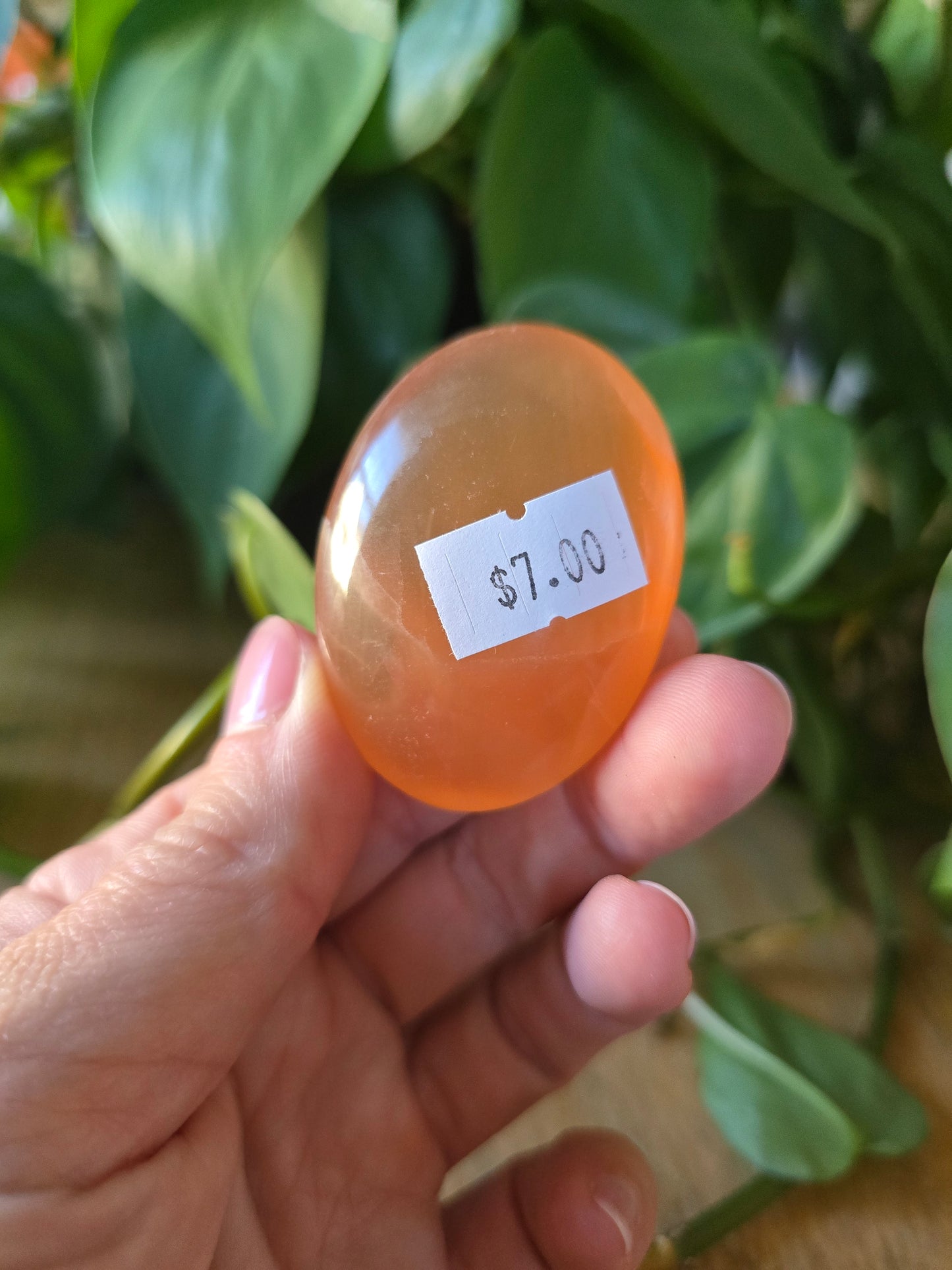 Honey Calcite Palm Stone