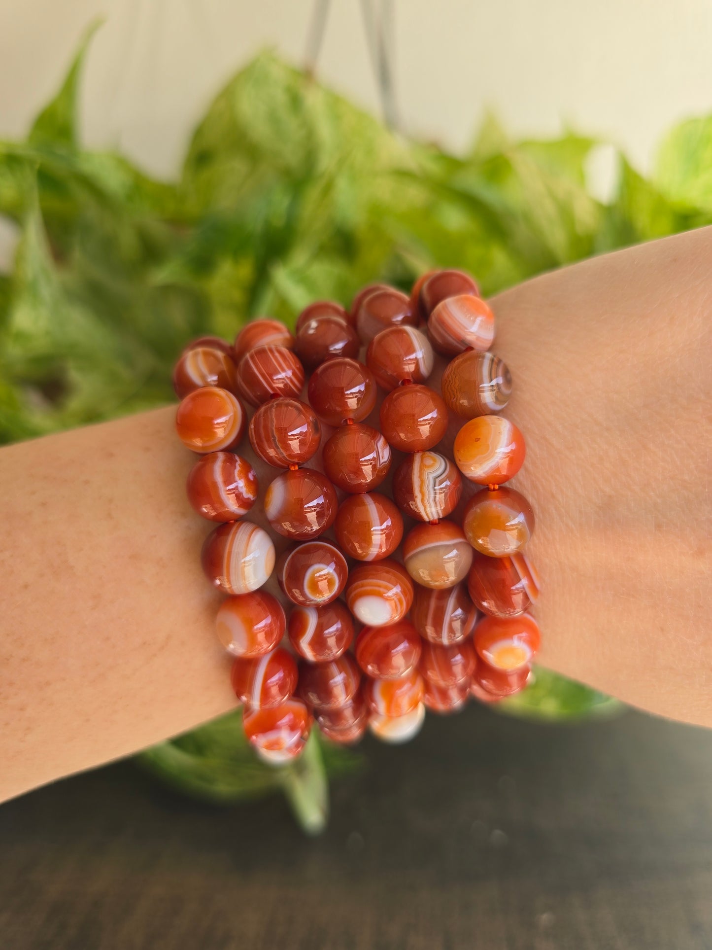 Banded Carnelian Stretch Bracelet