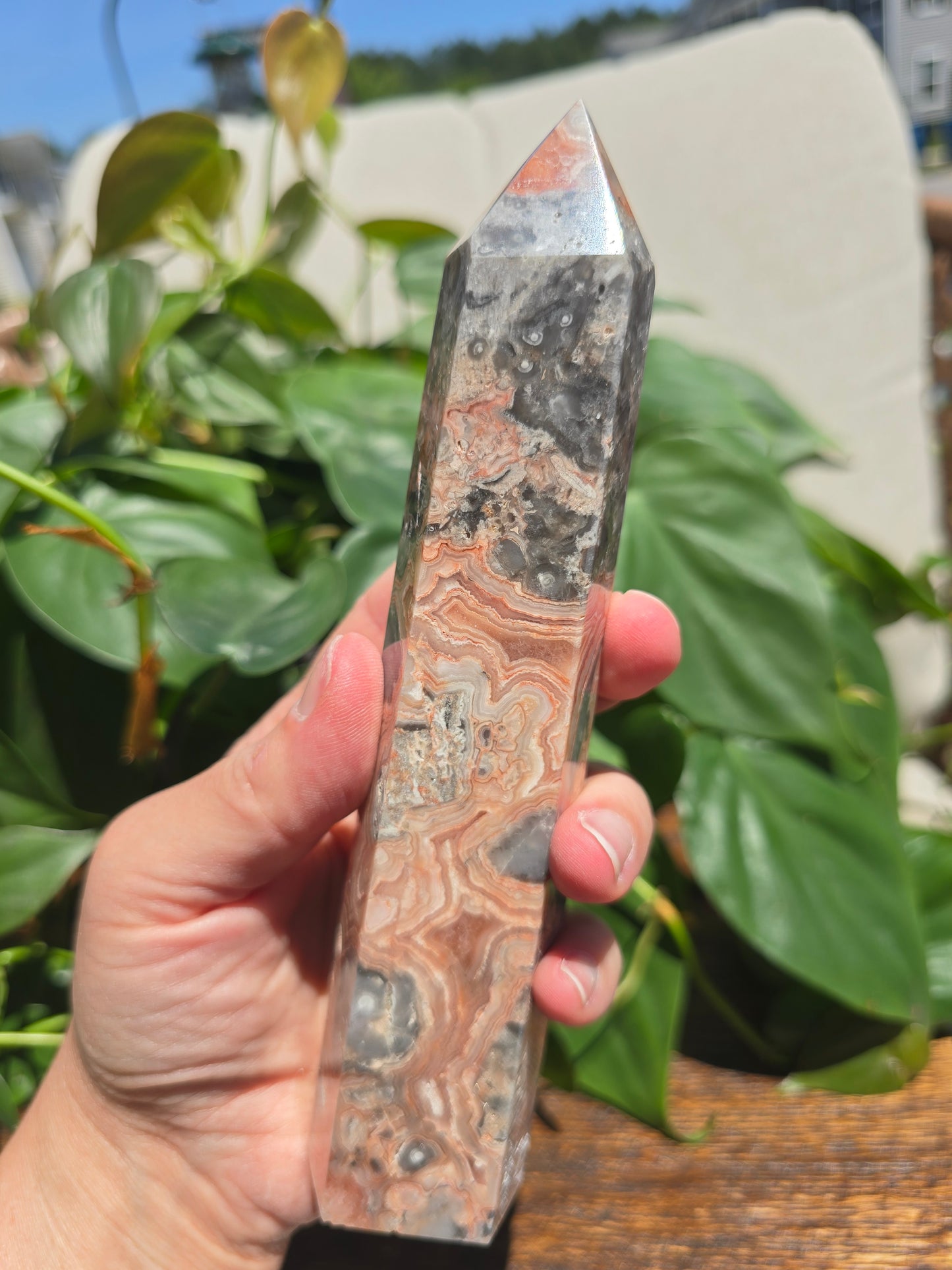 Pink Mexican Crazy Lace Agate Tower