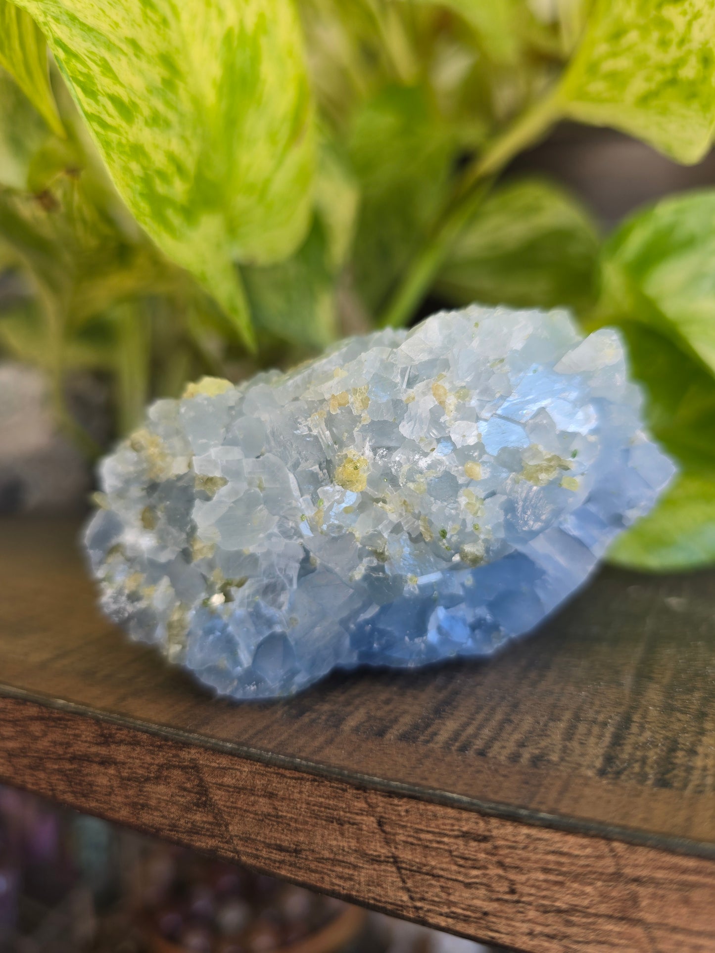 Celestite with Peridot Rough Specimen