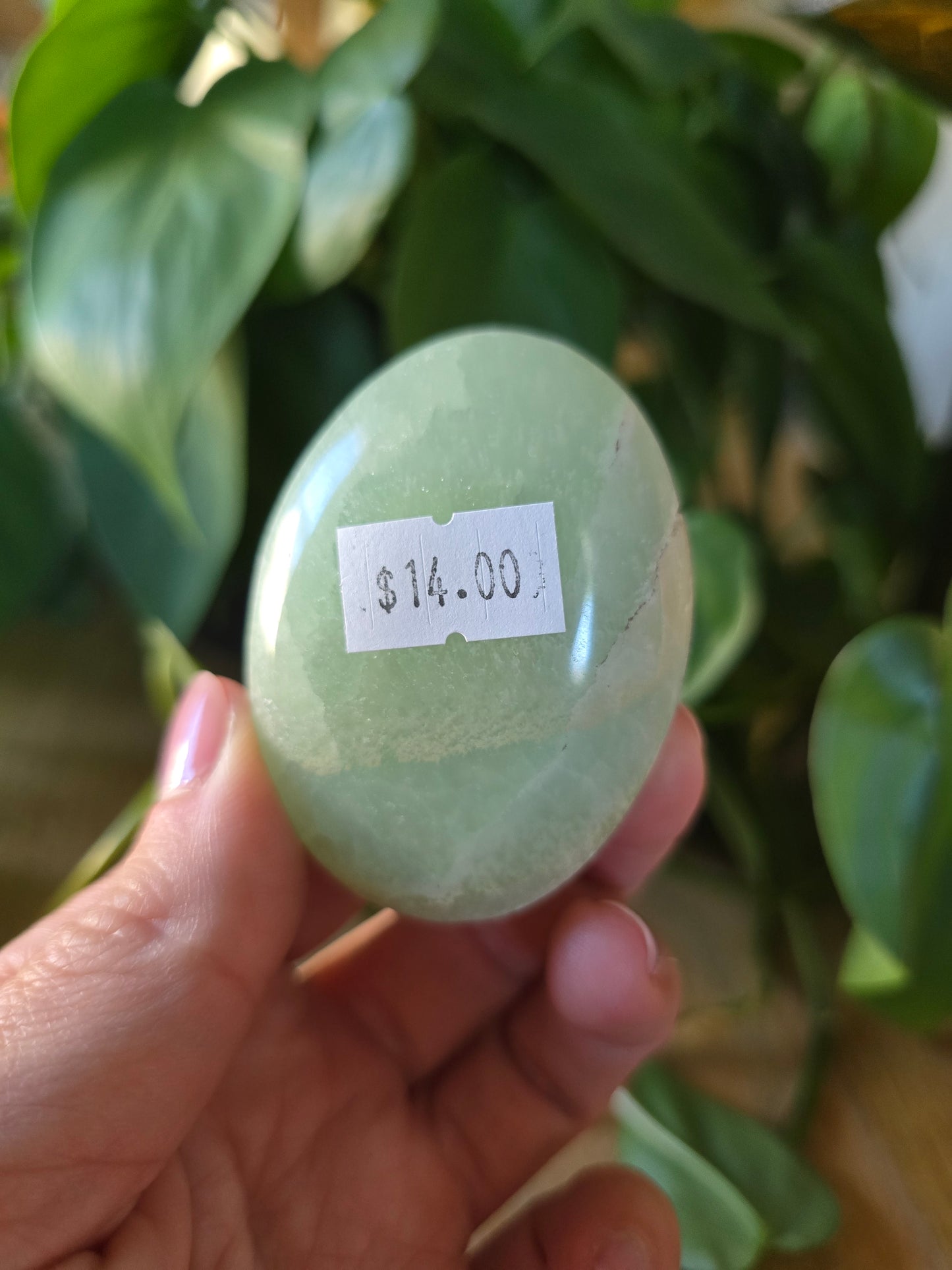 Pistachio Calcite Palm Stone