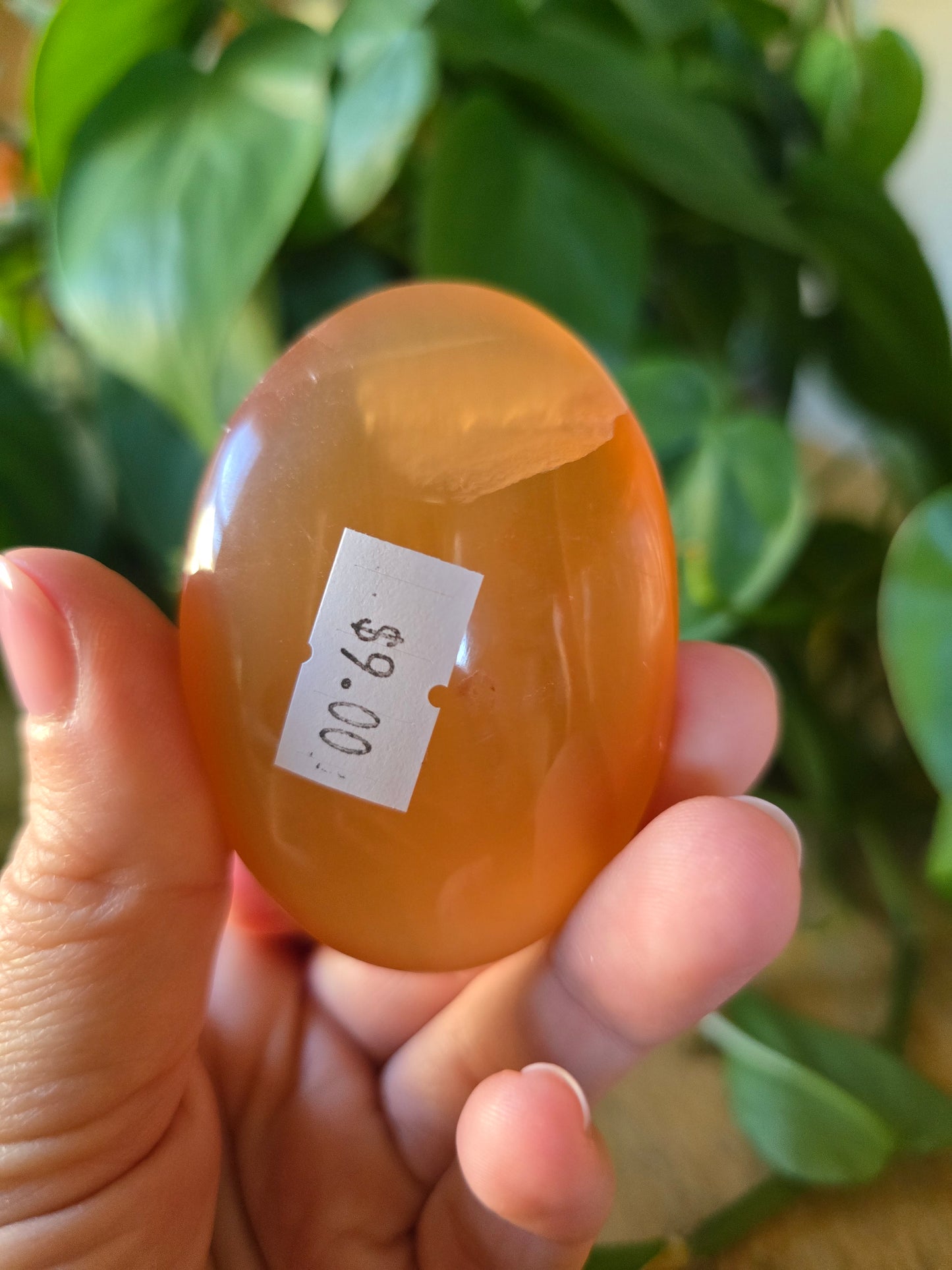 Honey Calcite Palm Stone