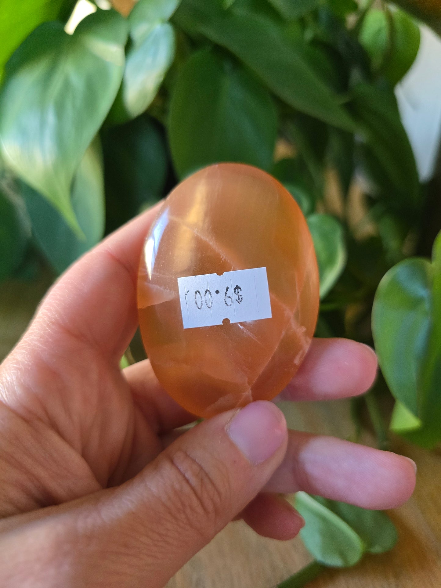 Honey Calcite Palm Stone