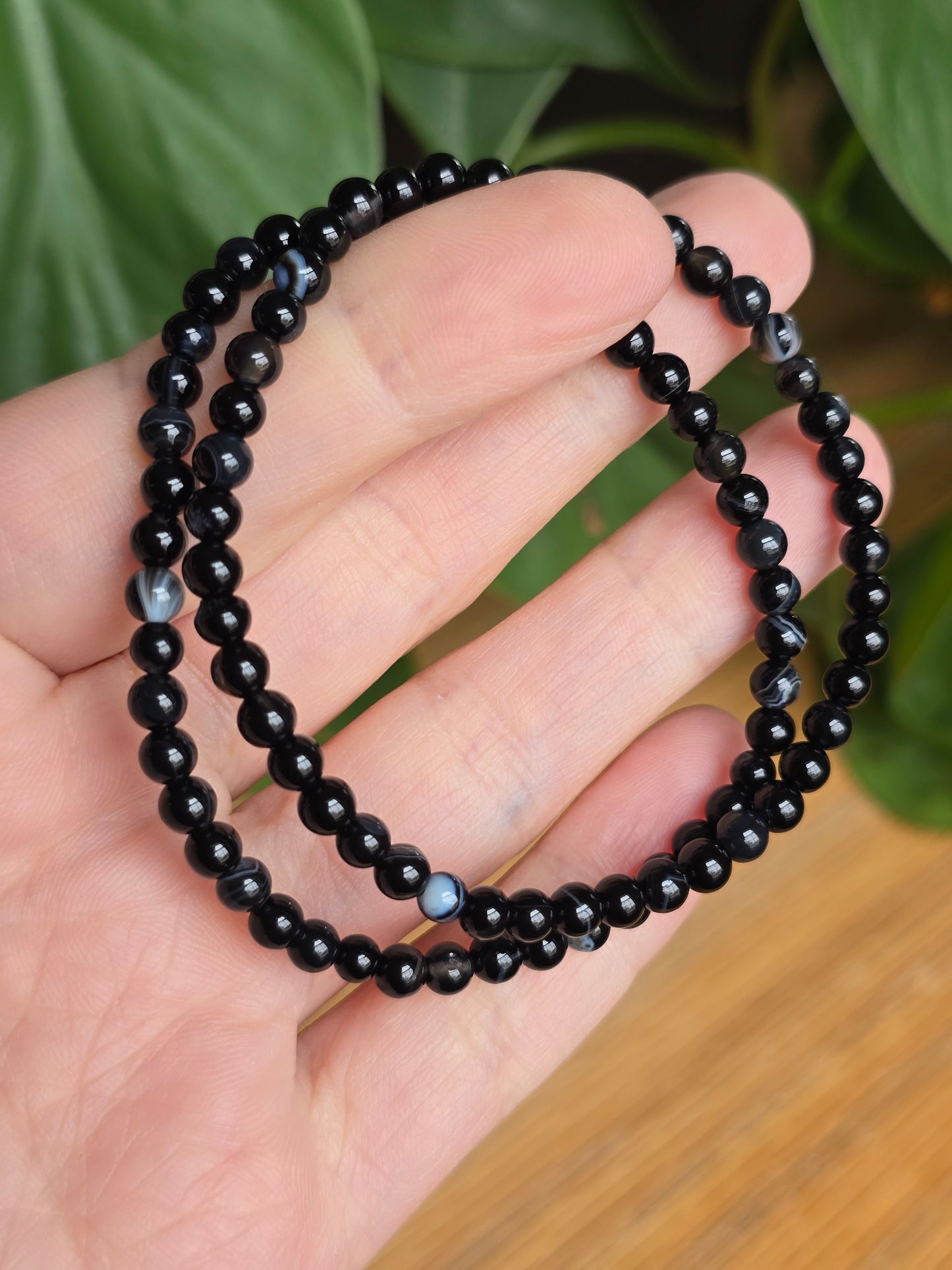 Black Agate Stretch Bracelet