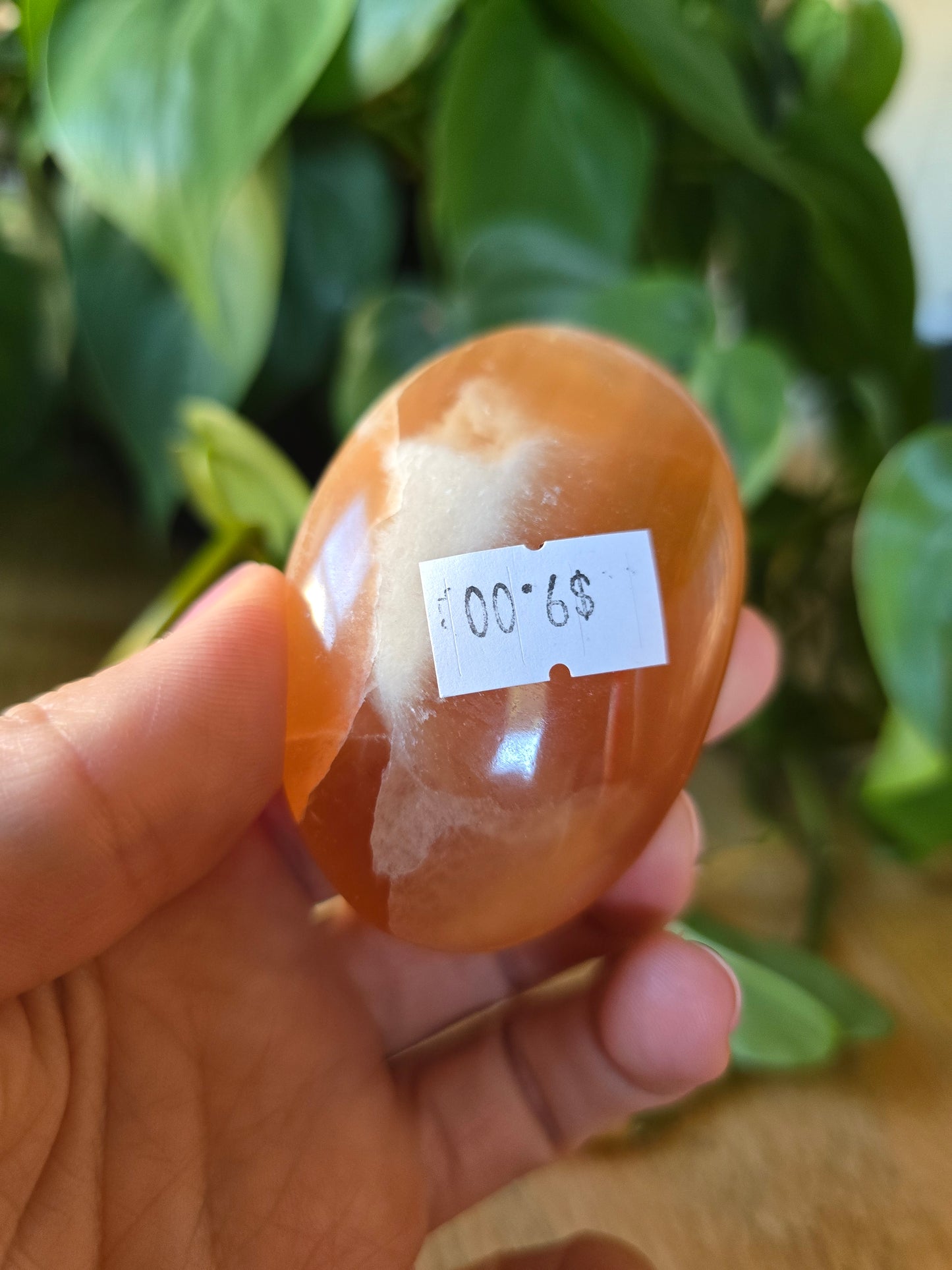 Honey Calcite Palm Stone