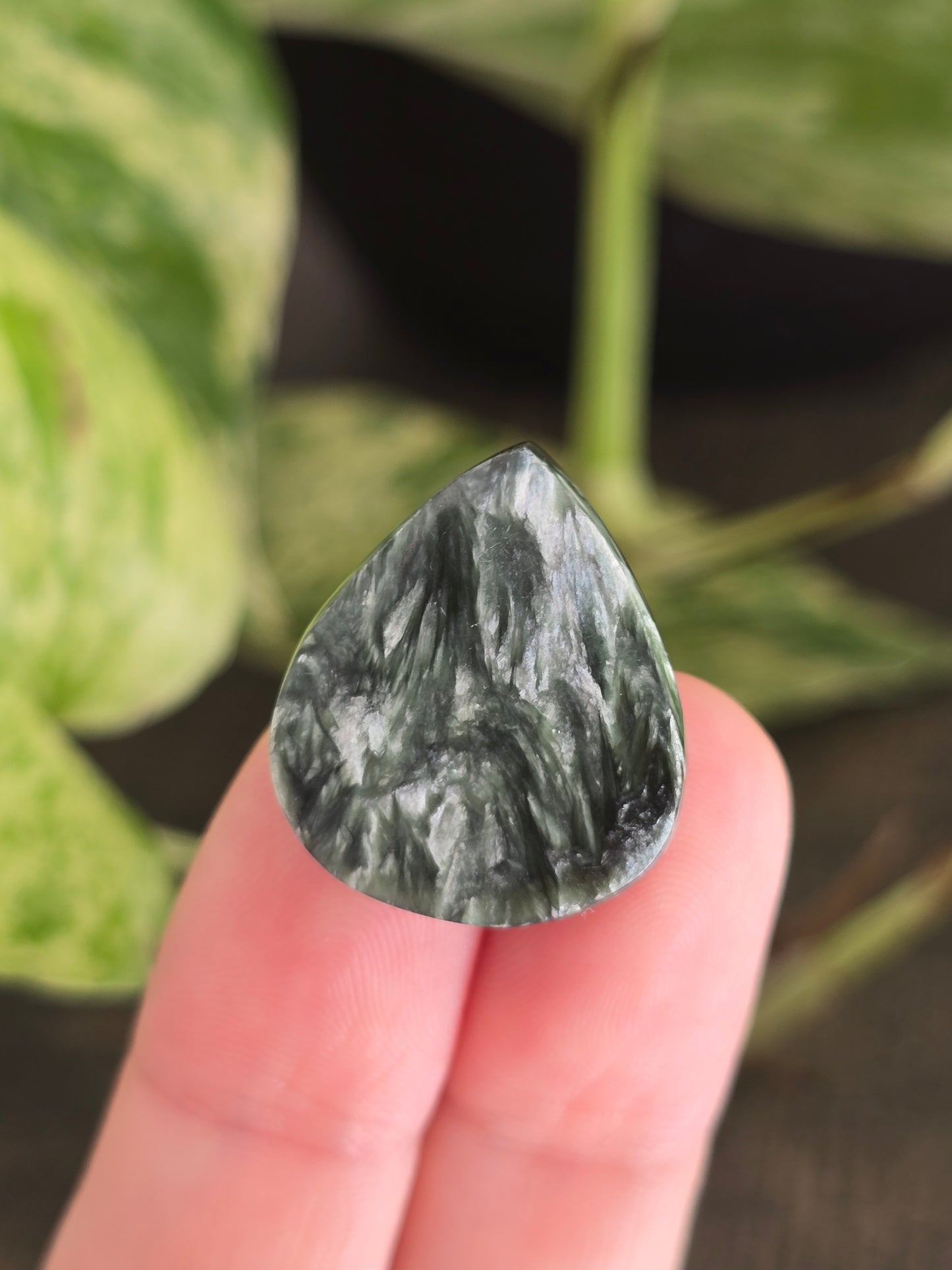 Seraphinite Tear Drop Cabochon