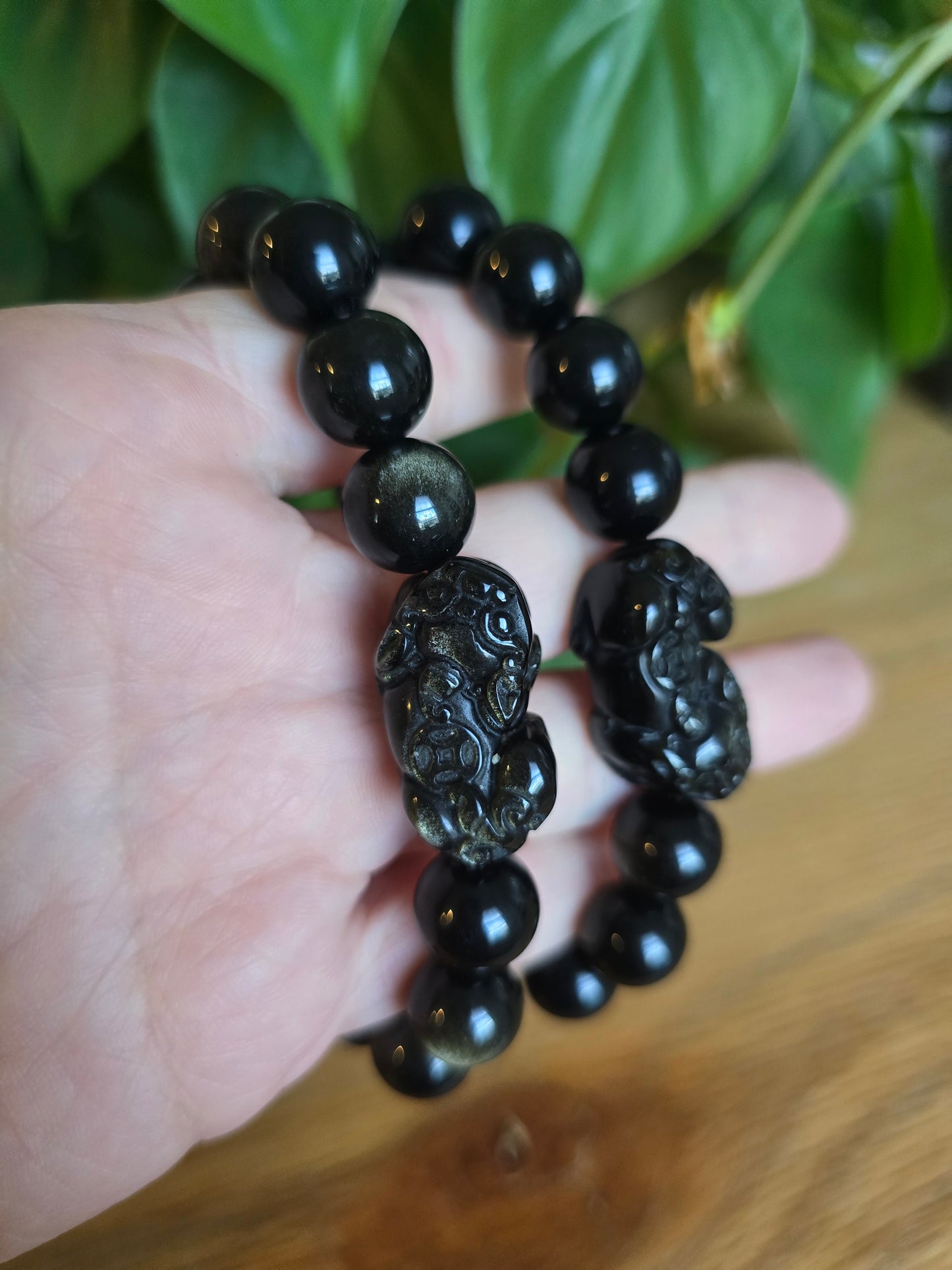 Gold Sheen Obsidian Bracelet with Pixiu (Pi Yao)