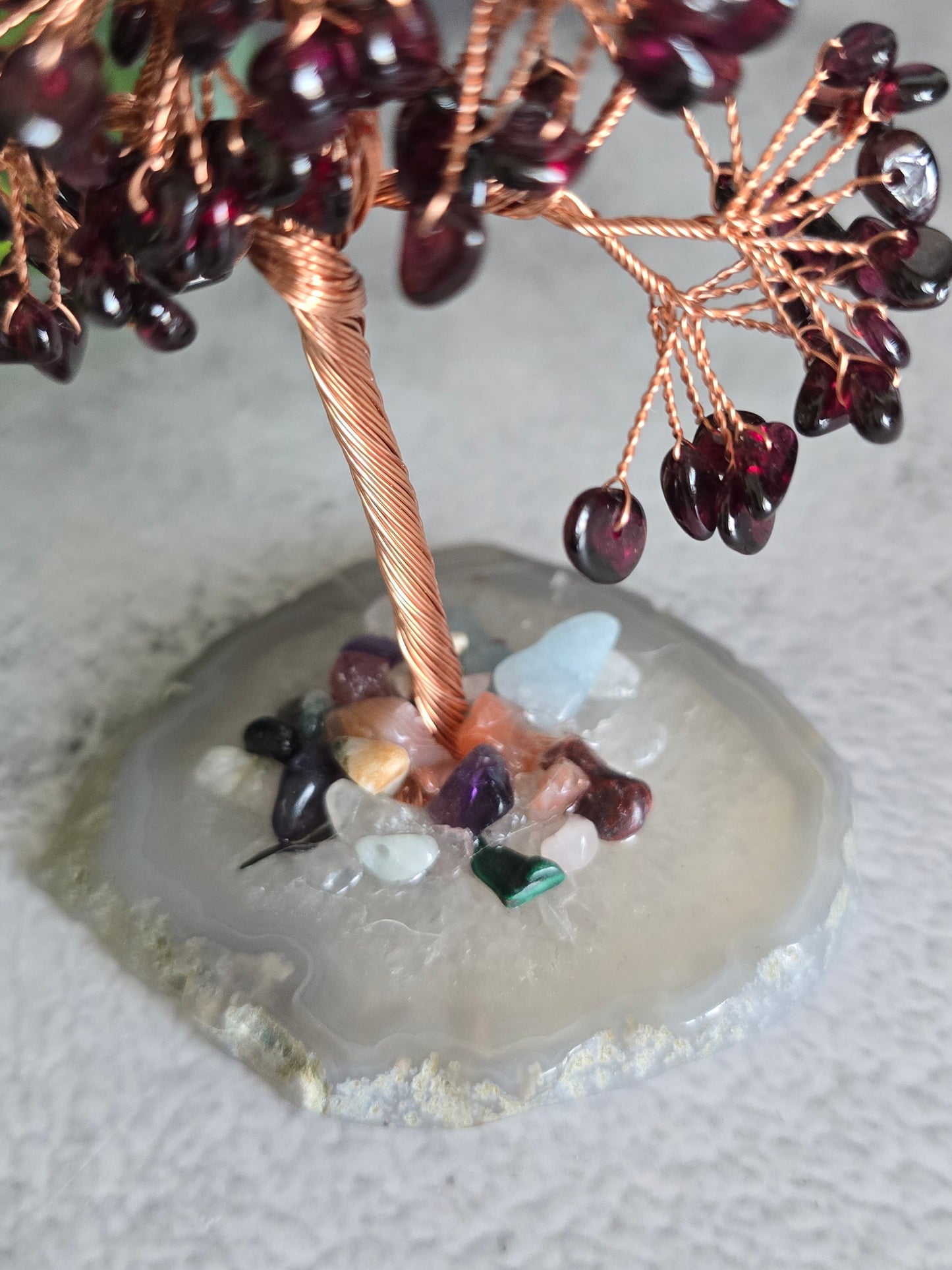 Garnet Chip Tree on Agate