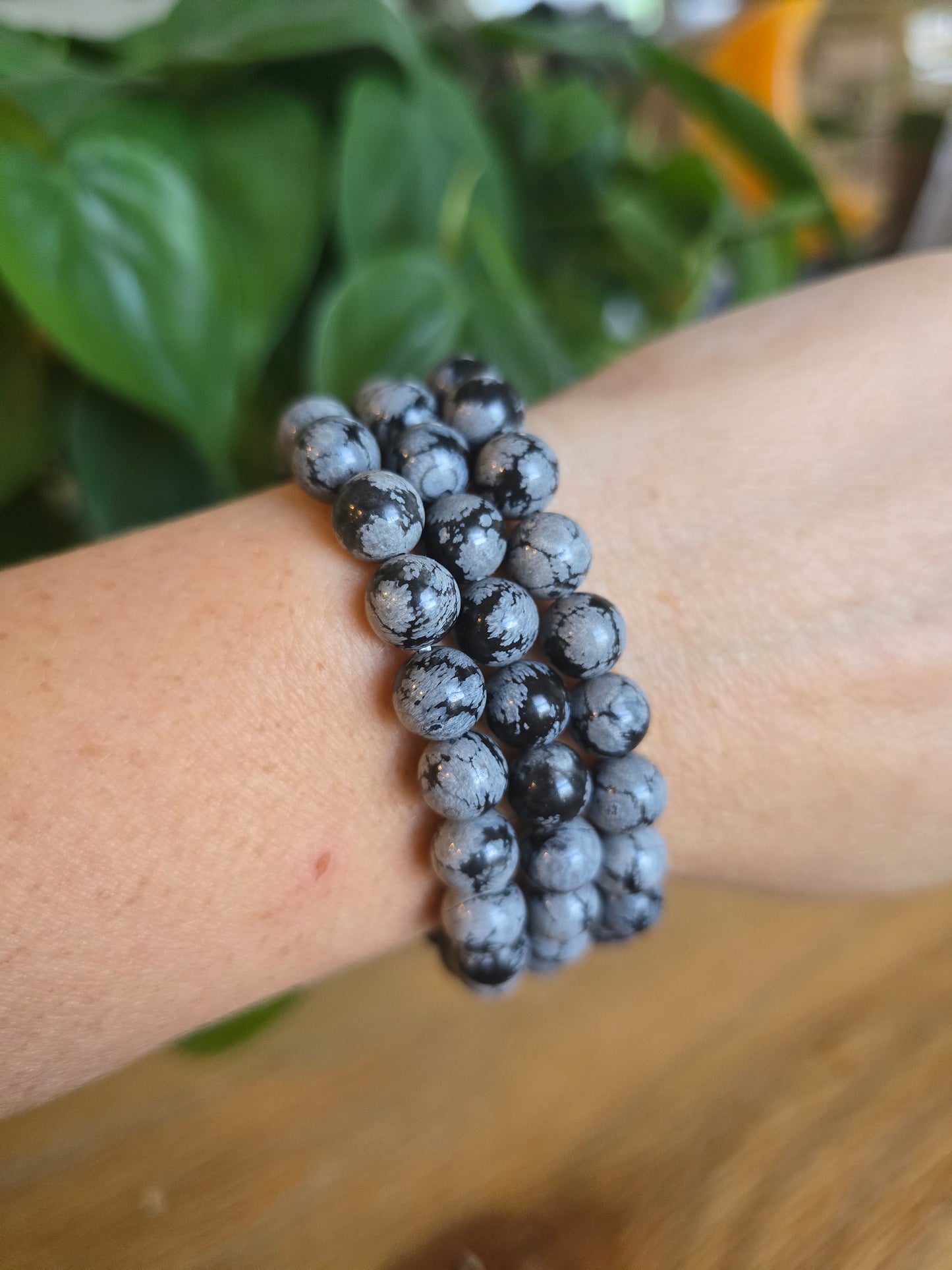 Snowflake Obsidian Stretch Bracelet