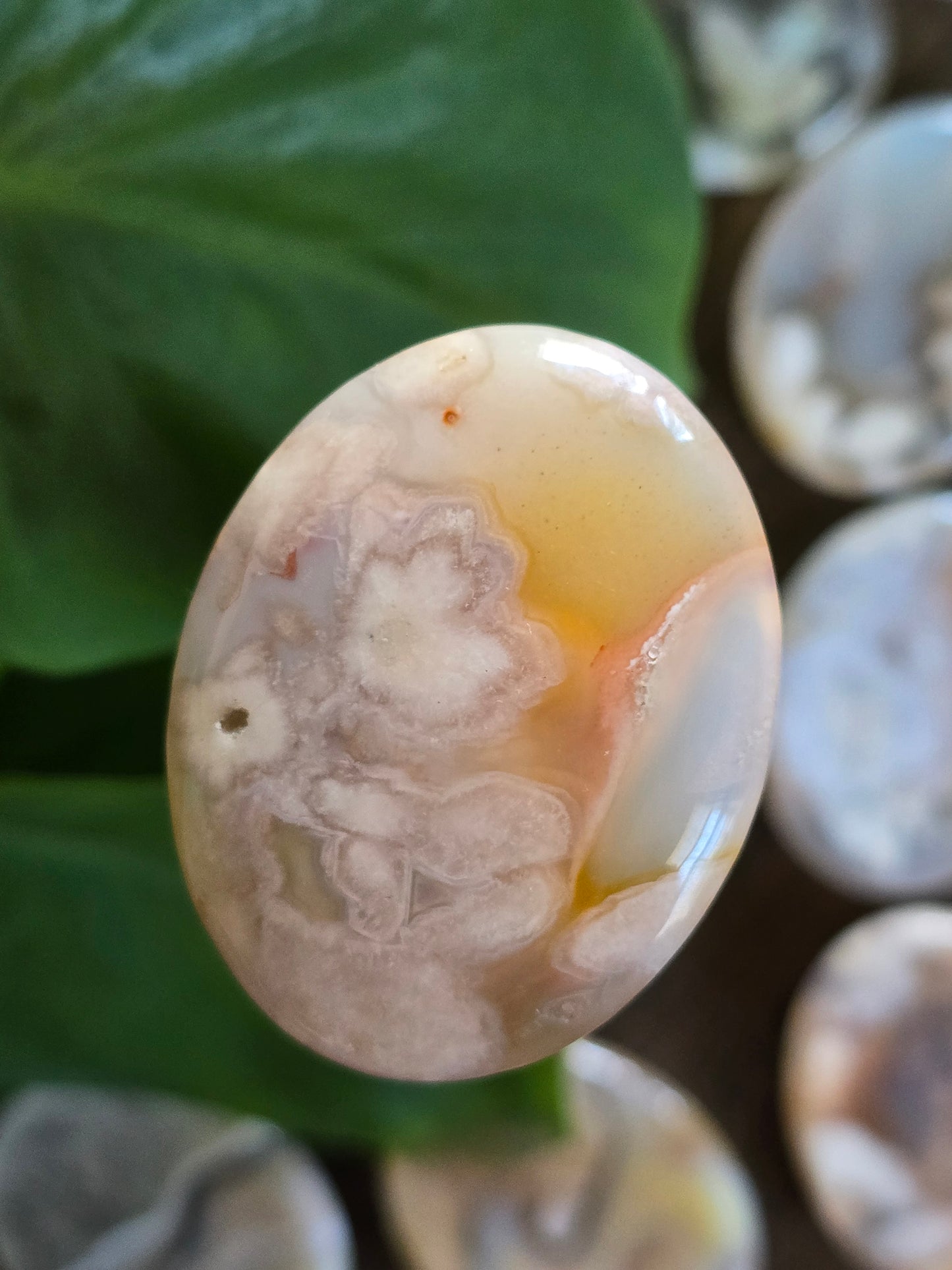 Flower Agate Worry Stone