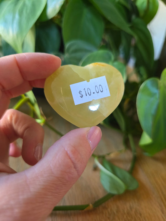 Lemon Calcite Heart