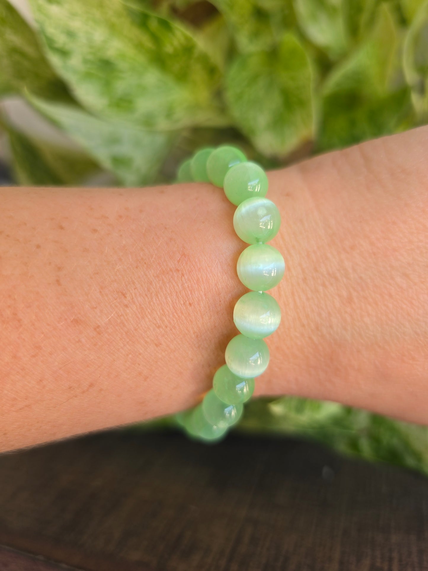 Green (Dyed) Satin Spar Stretch Bracelet