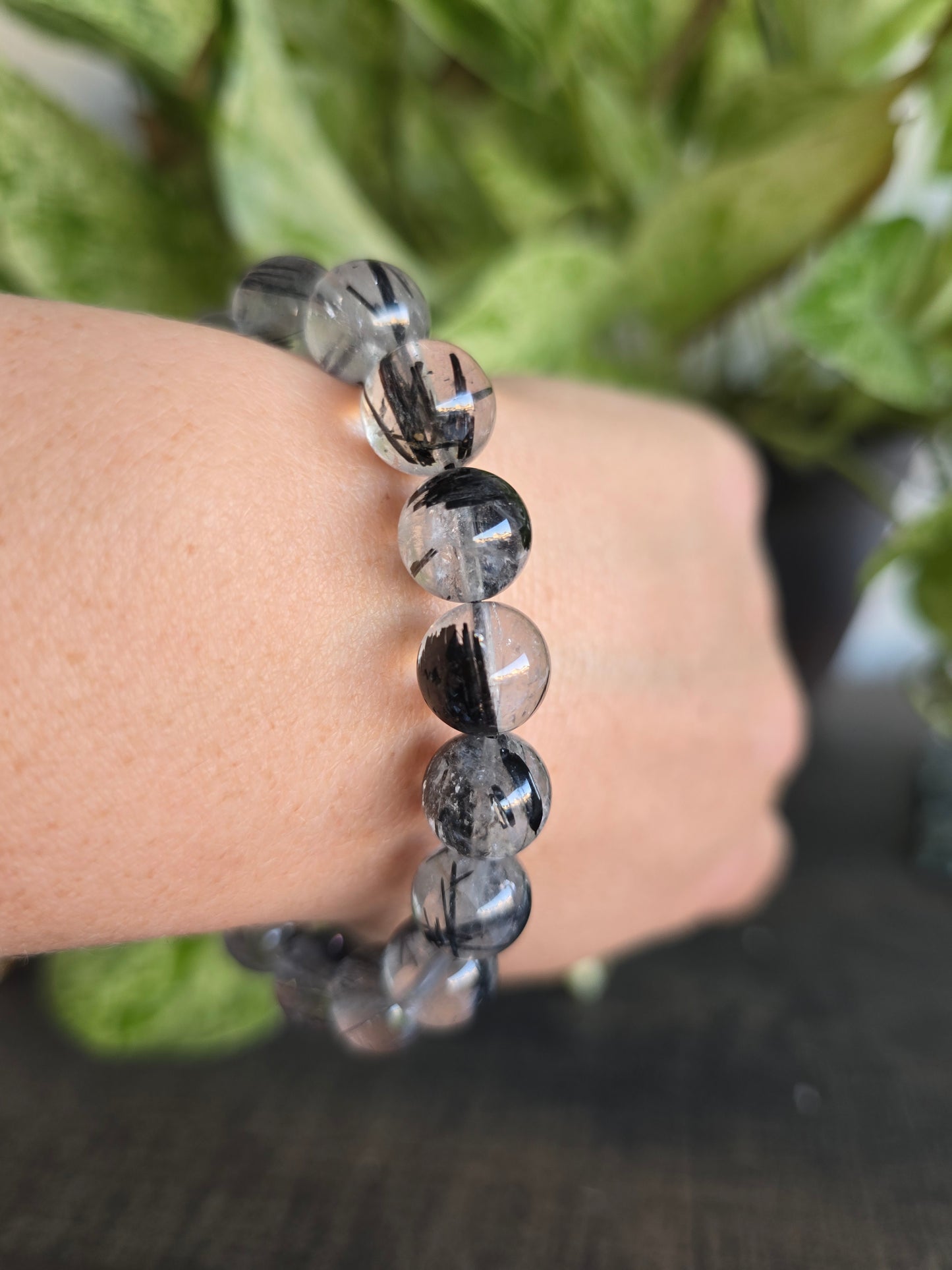 Black Rutilated Quartz Stretch Bracelet