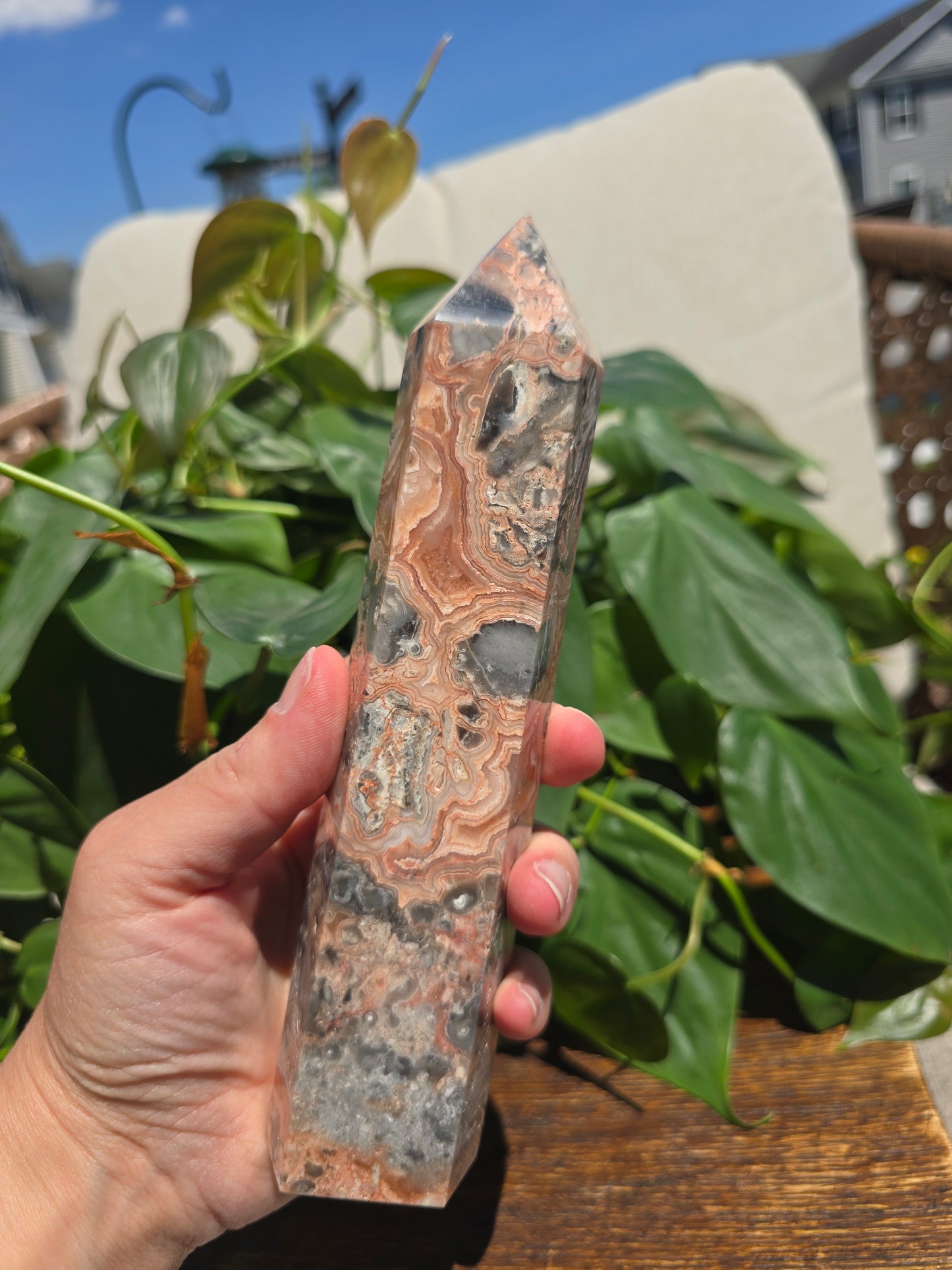 Pink Mexican Crazy Lace Agate Tower
