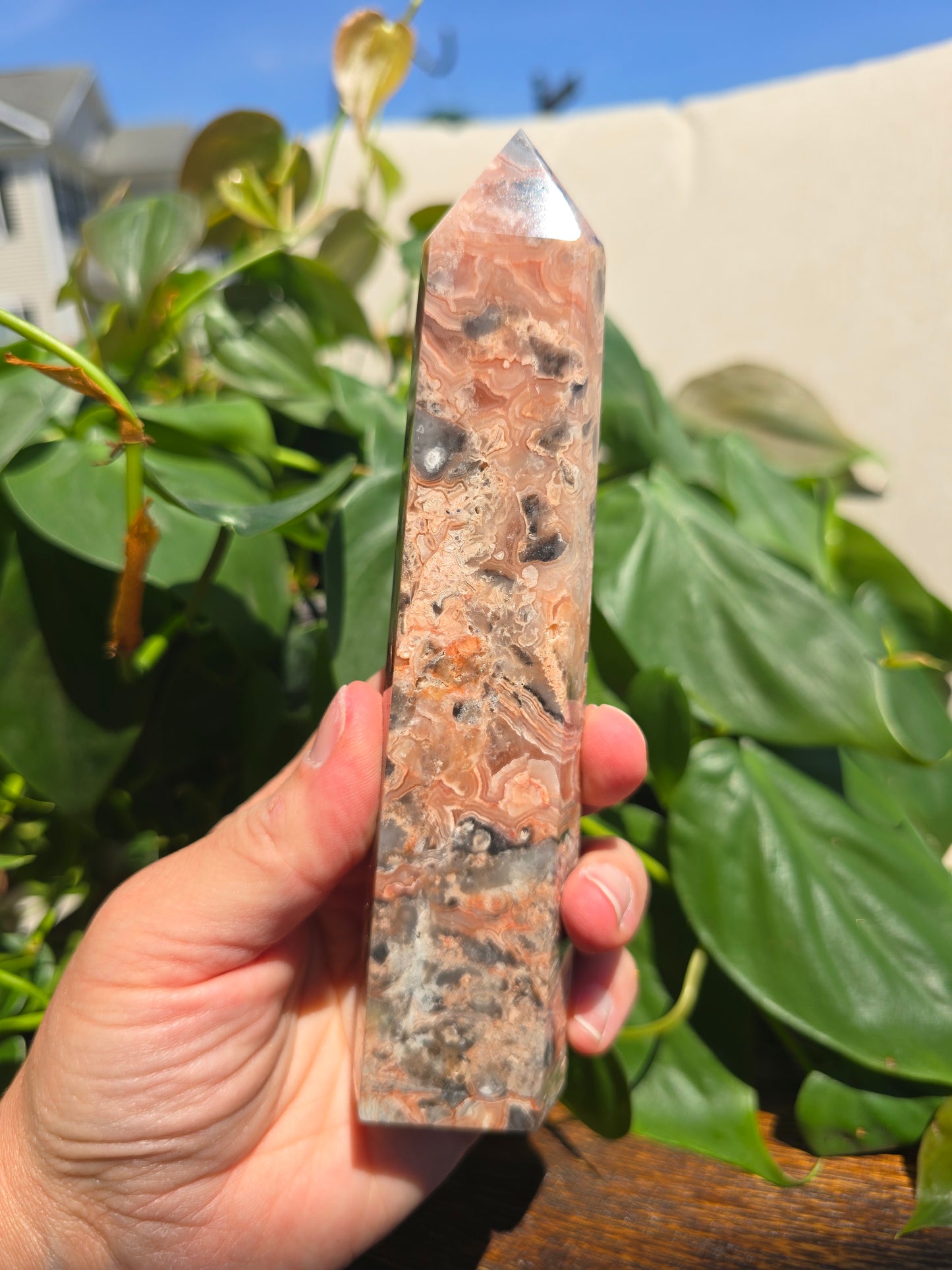 Pink Mexican Crazy Lace Agate Tower