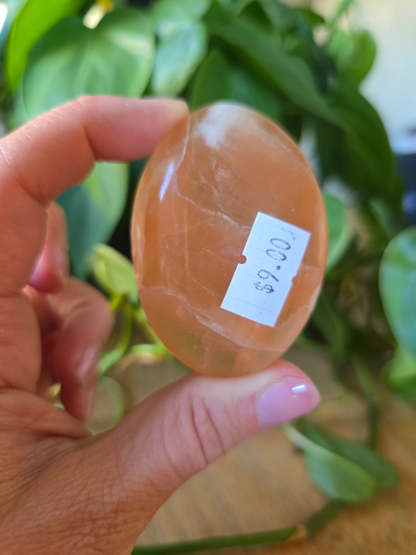Honey Calcite Palm Stone