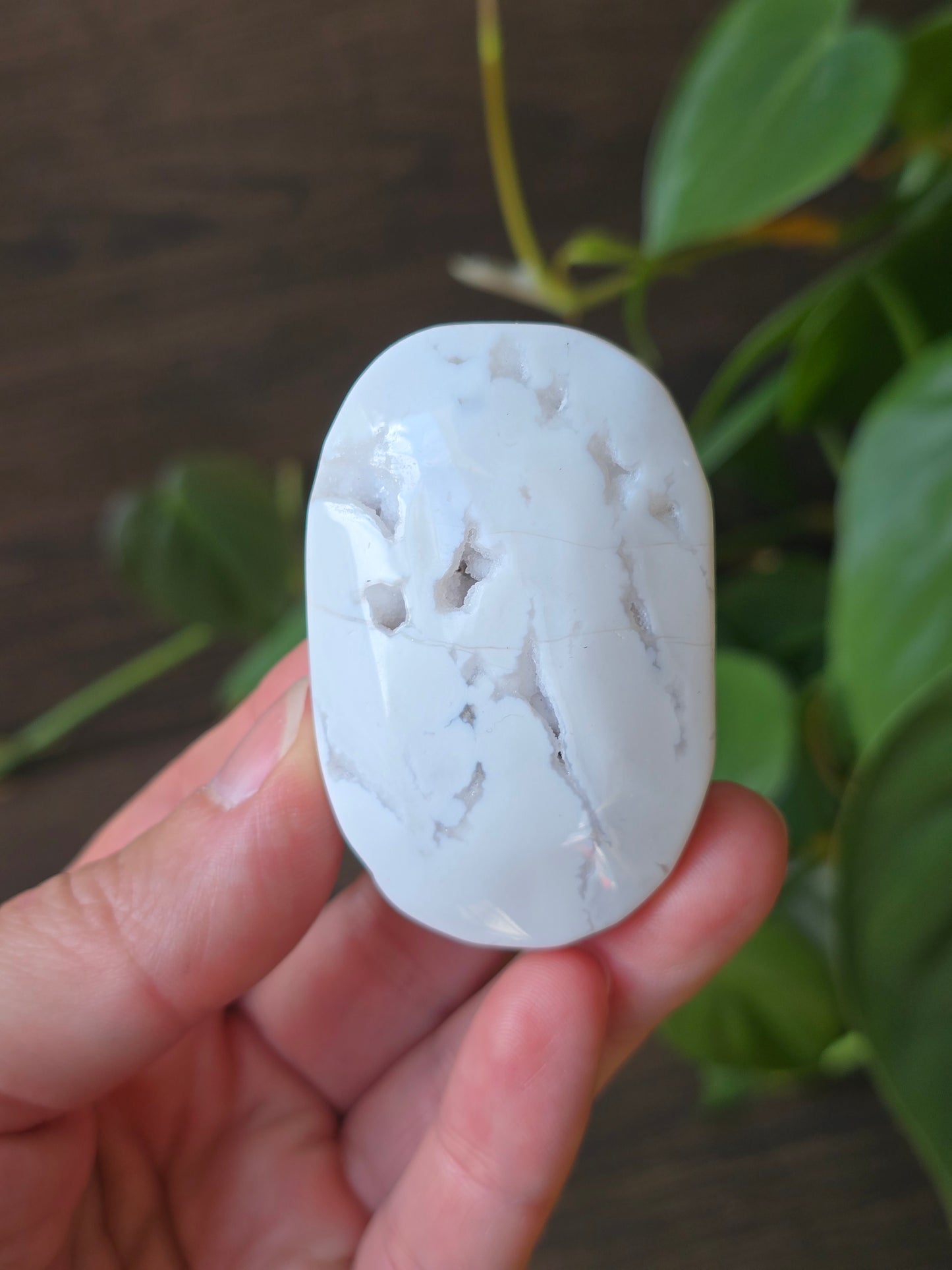 White Agate Palm Stone