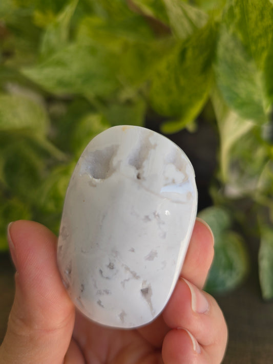 White Agate Palm Stone