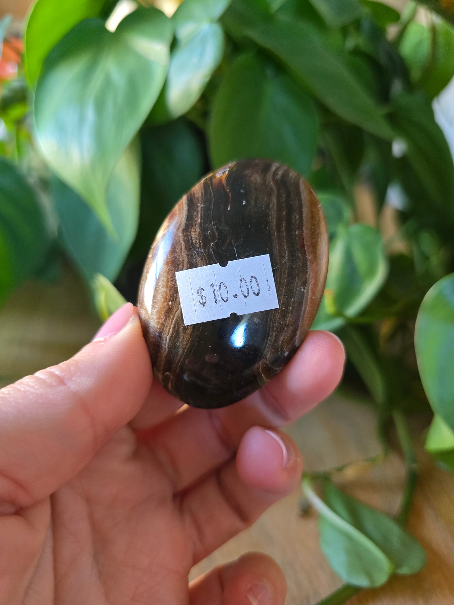 Chocolate Calcite Palm Stone