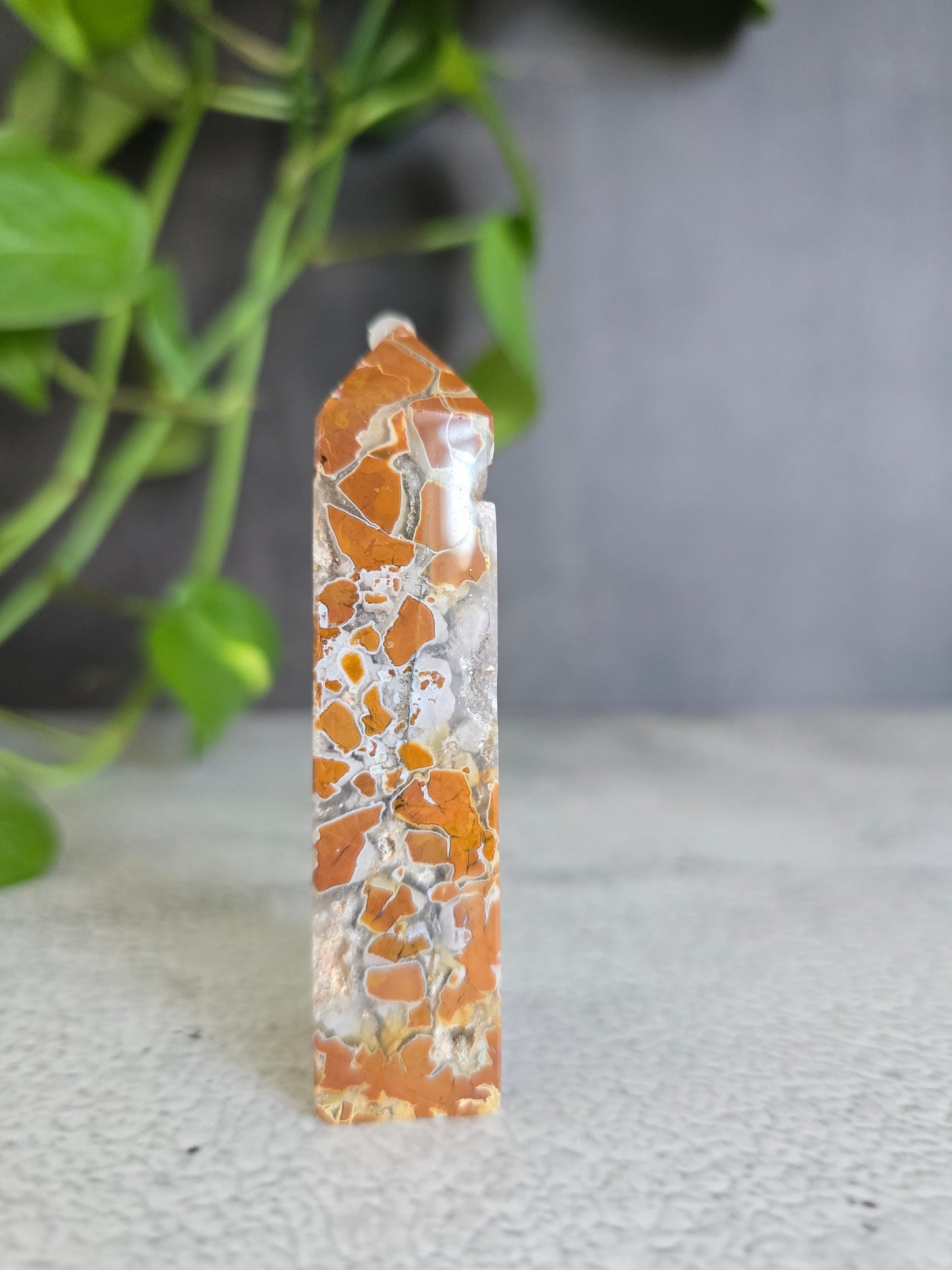 Pink Agate in Quartz Tower