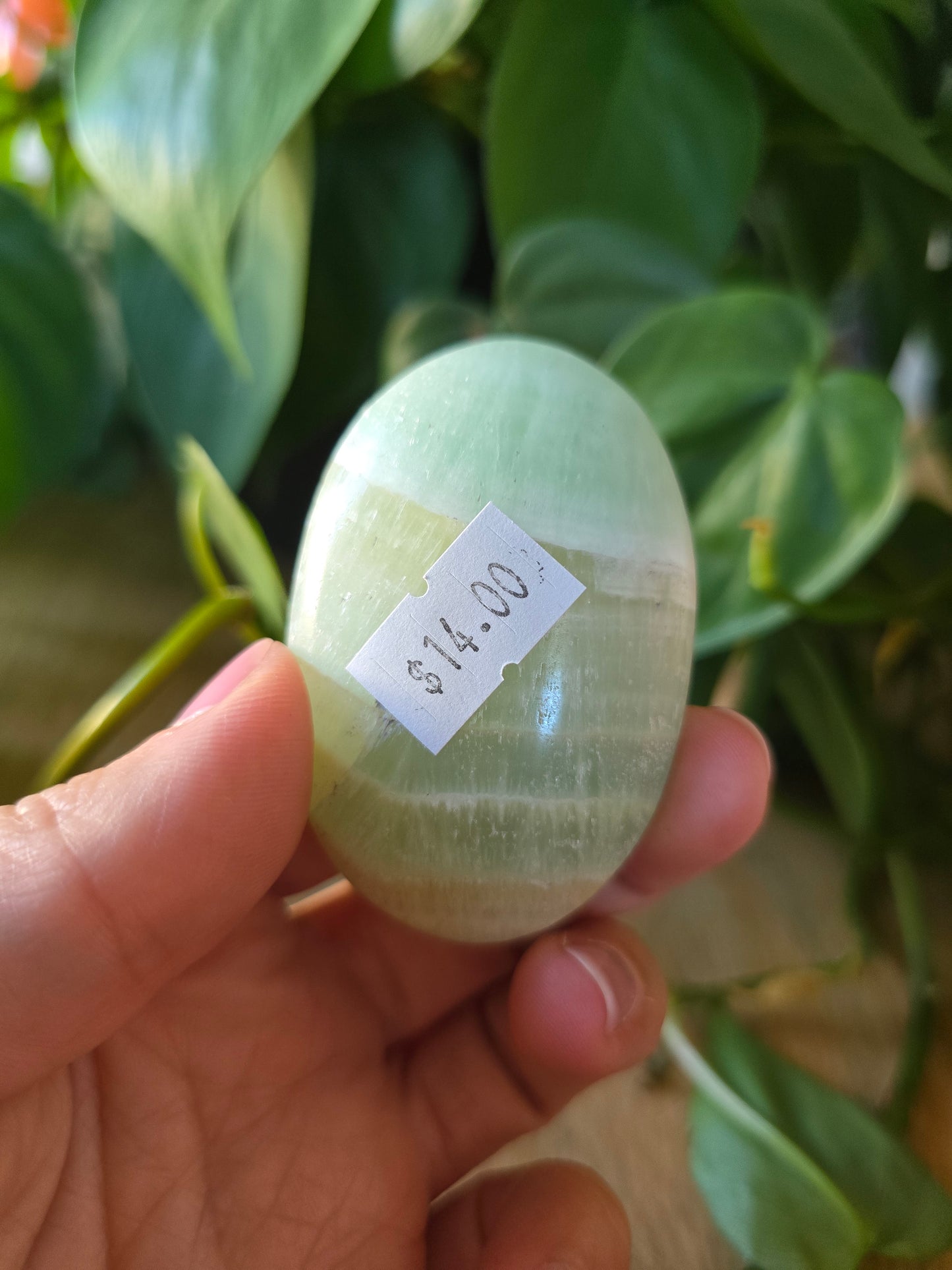 Pistachio Calcite Palm Stone