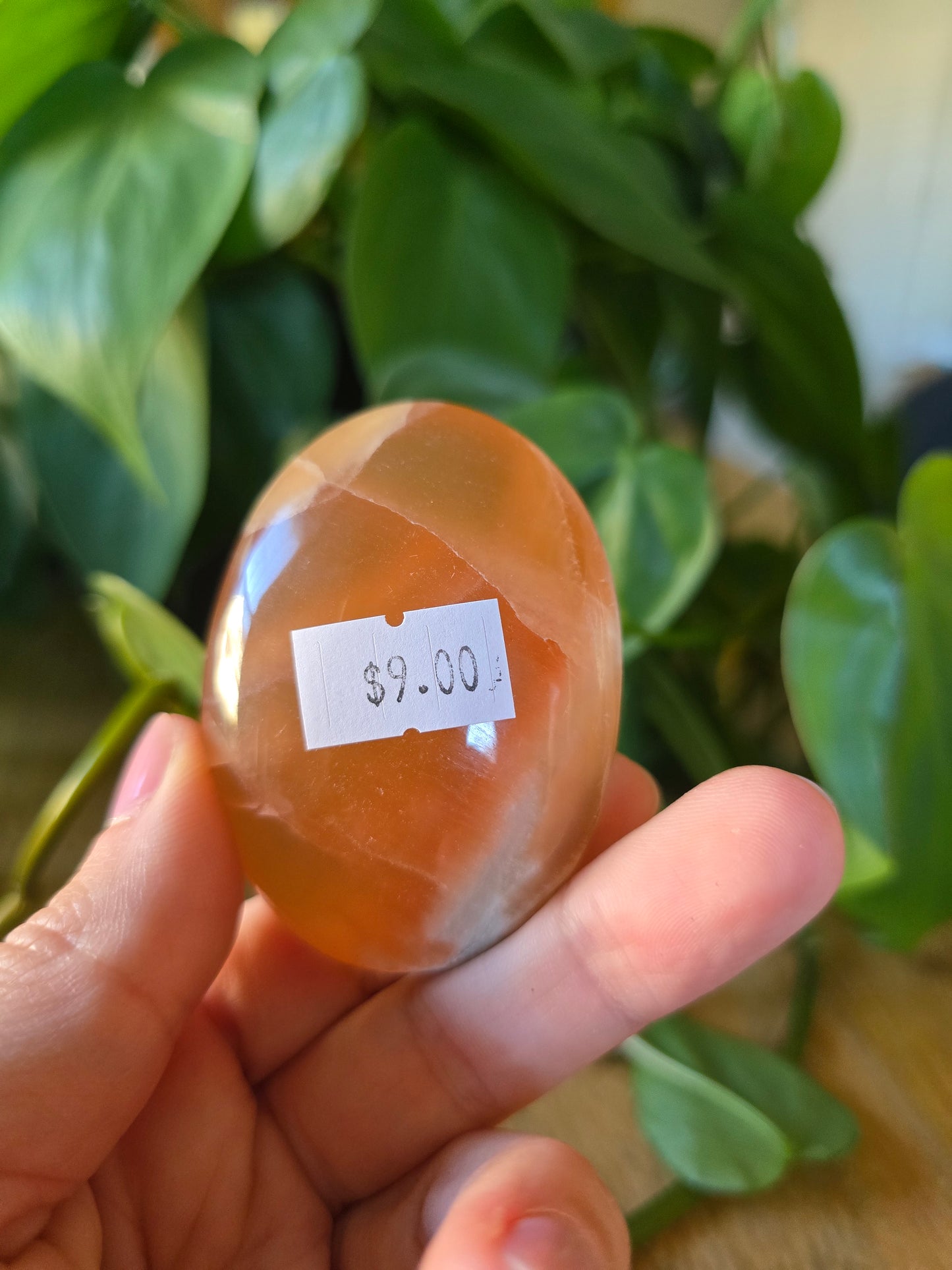 Honey Calcite Palm Stone