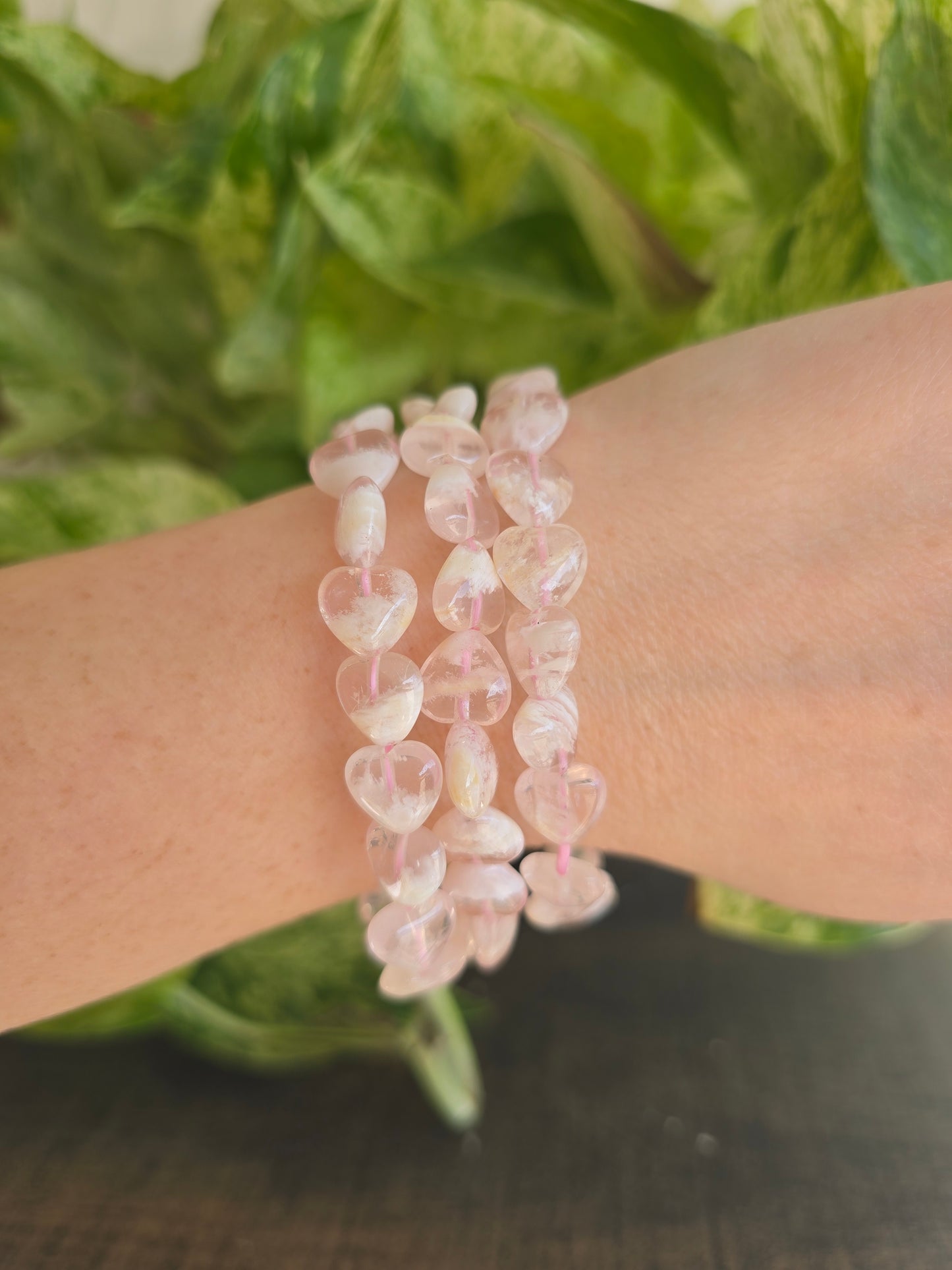 Snowflake Garden Quartz Heart Bracelet