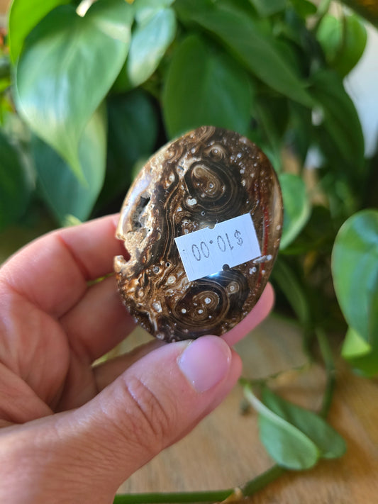 Chocolate Calcite Palm Stone