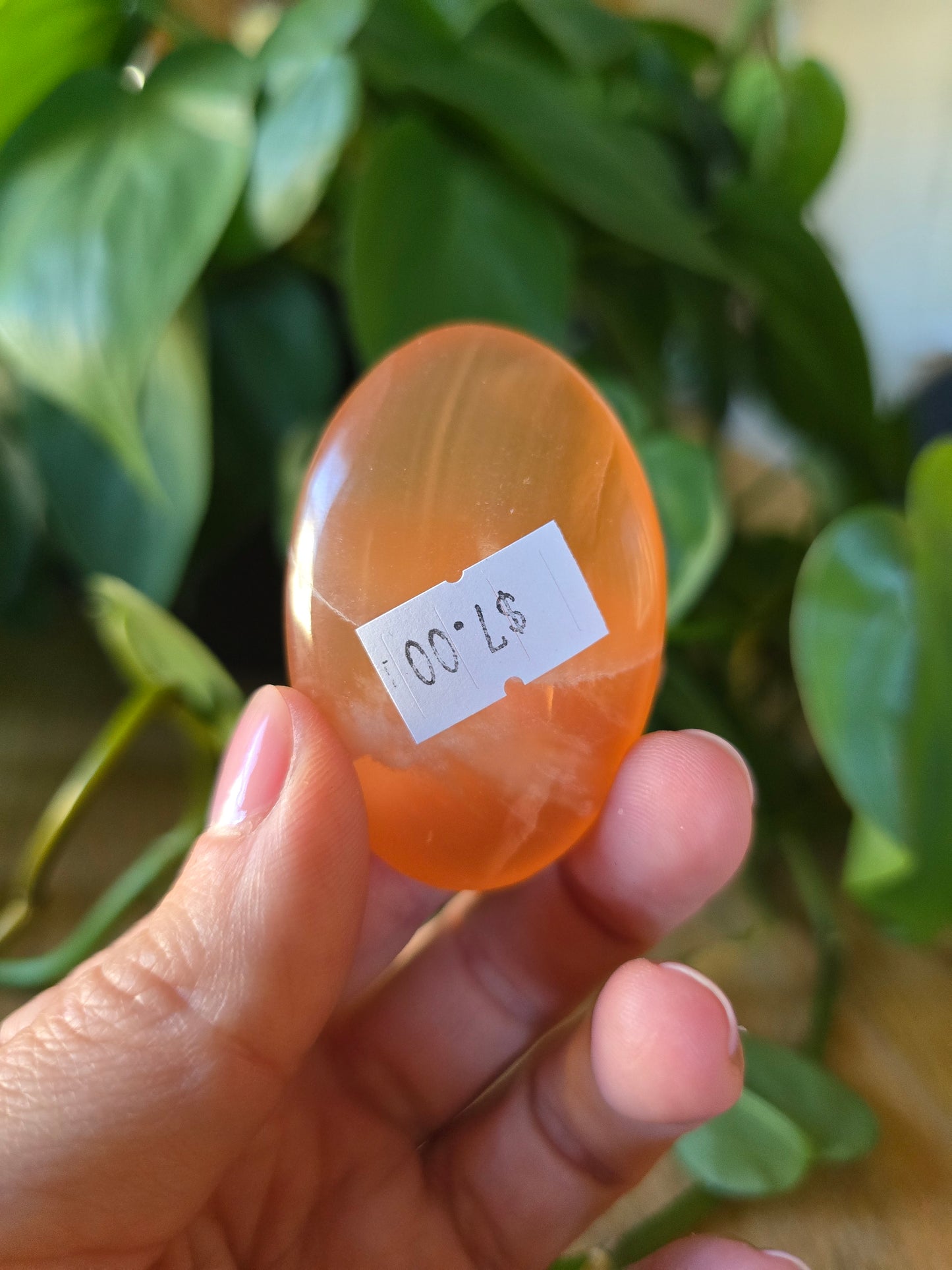 Honey Calcite Palm Stone