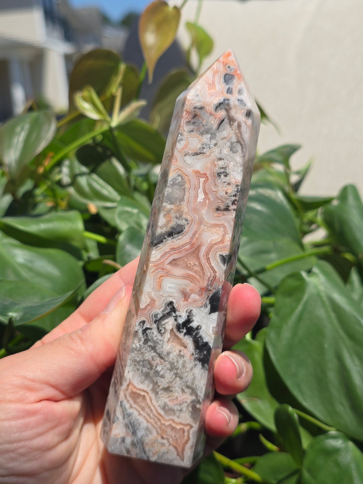 Pink Mexican Crazy Lace Agate Tower
