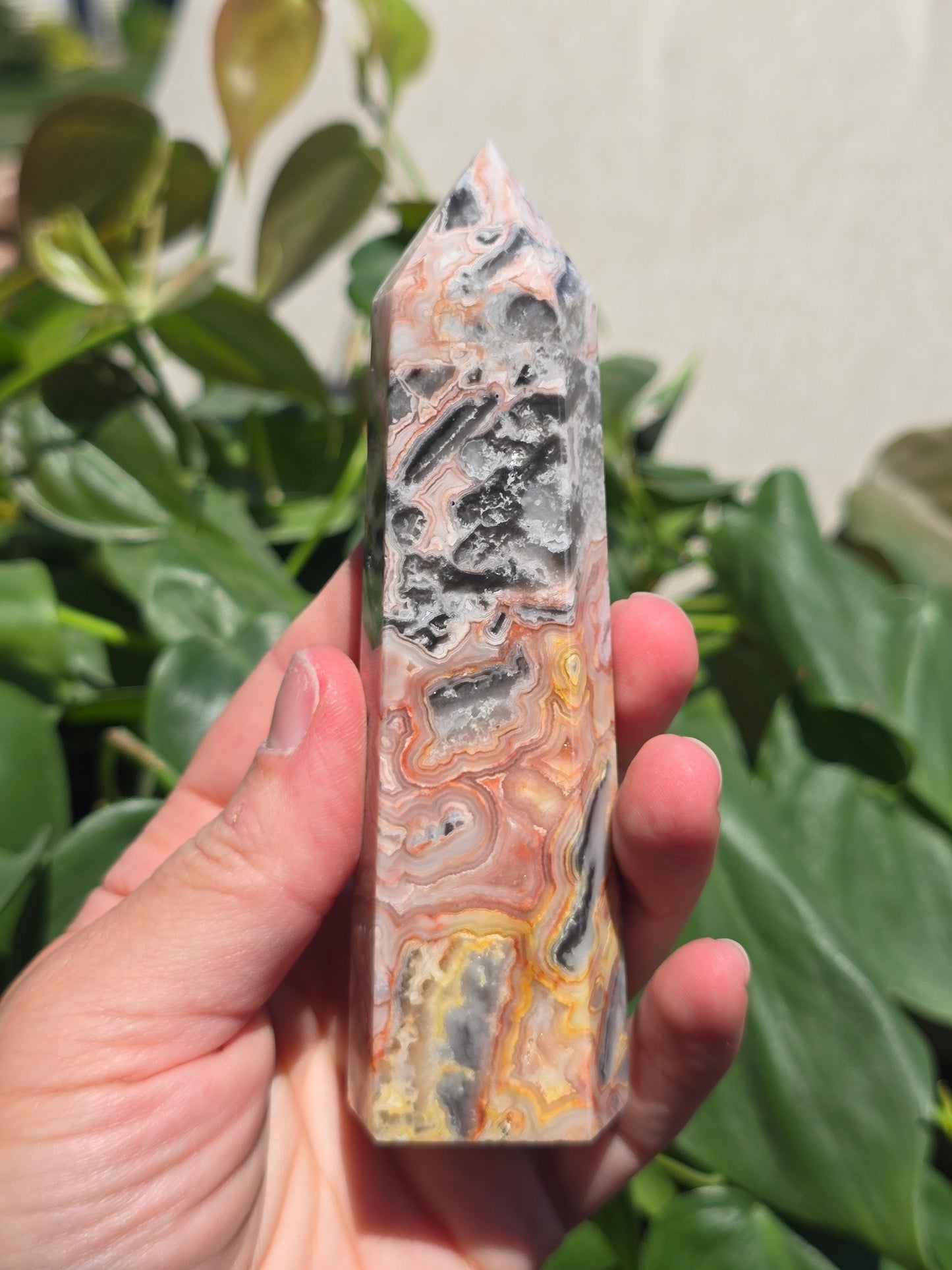 Pink Mexican Crazy Lace Agate Tower