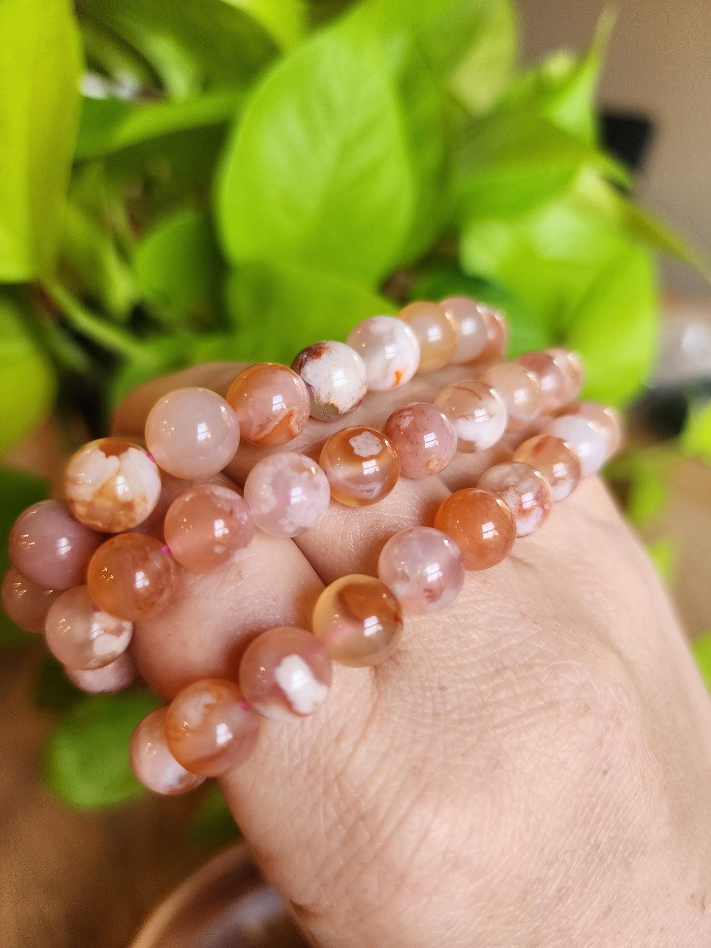 Flower Agate Stretch Bracelet