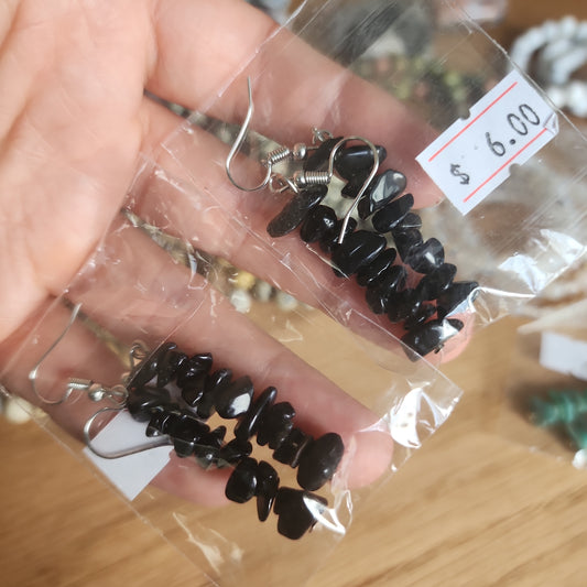 Obsidian Chip Earrings