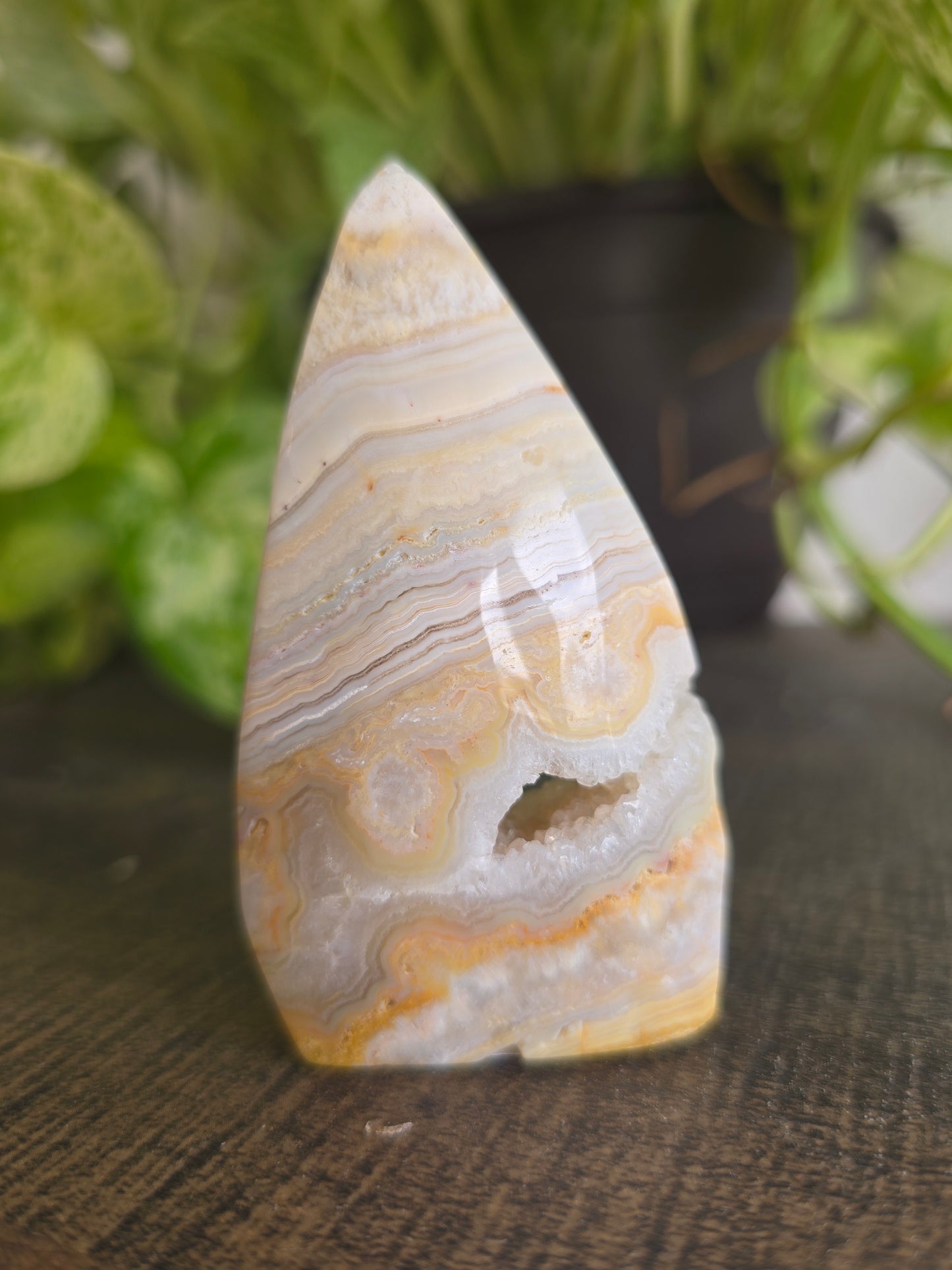 Banded Agate Flipper With Druzy