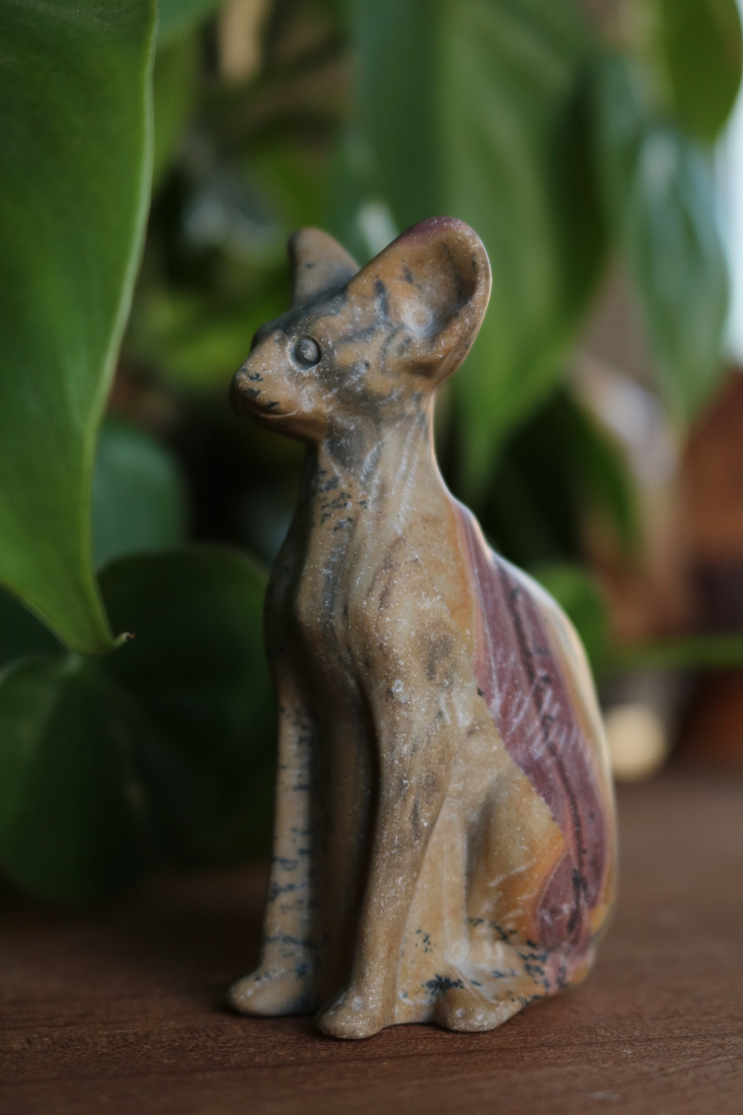 Picture Jasper Sphynx Cat Carving