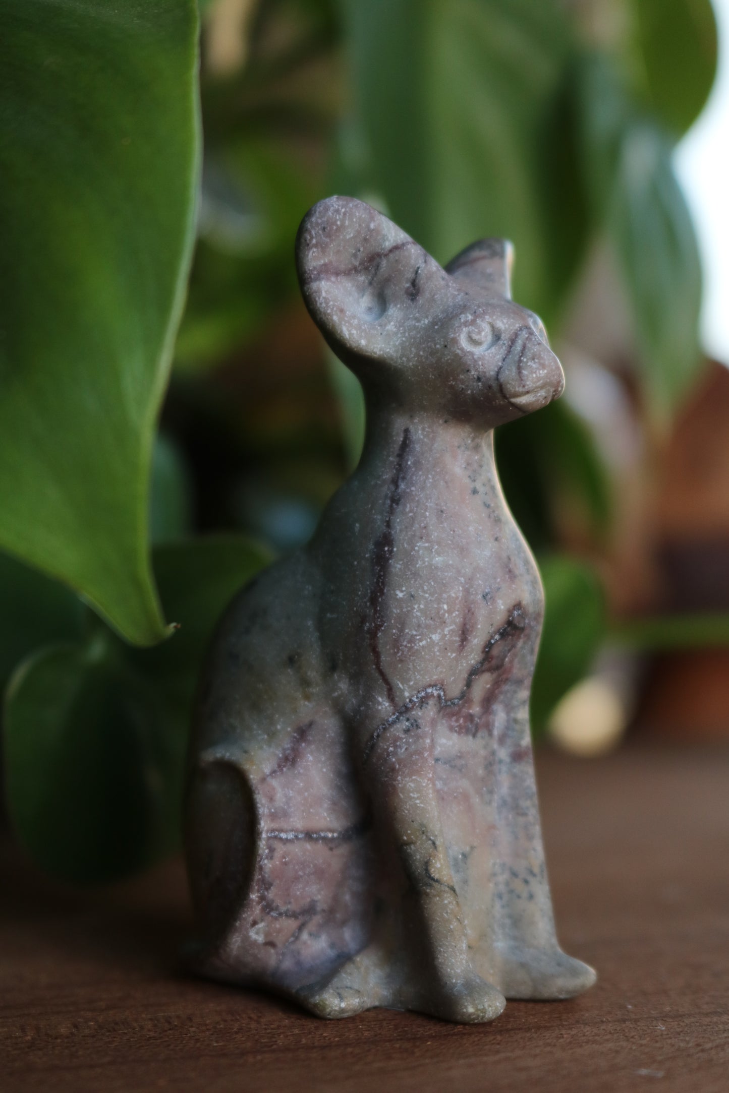 Picture Jasper Sphynx Cat Carving