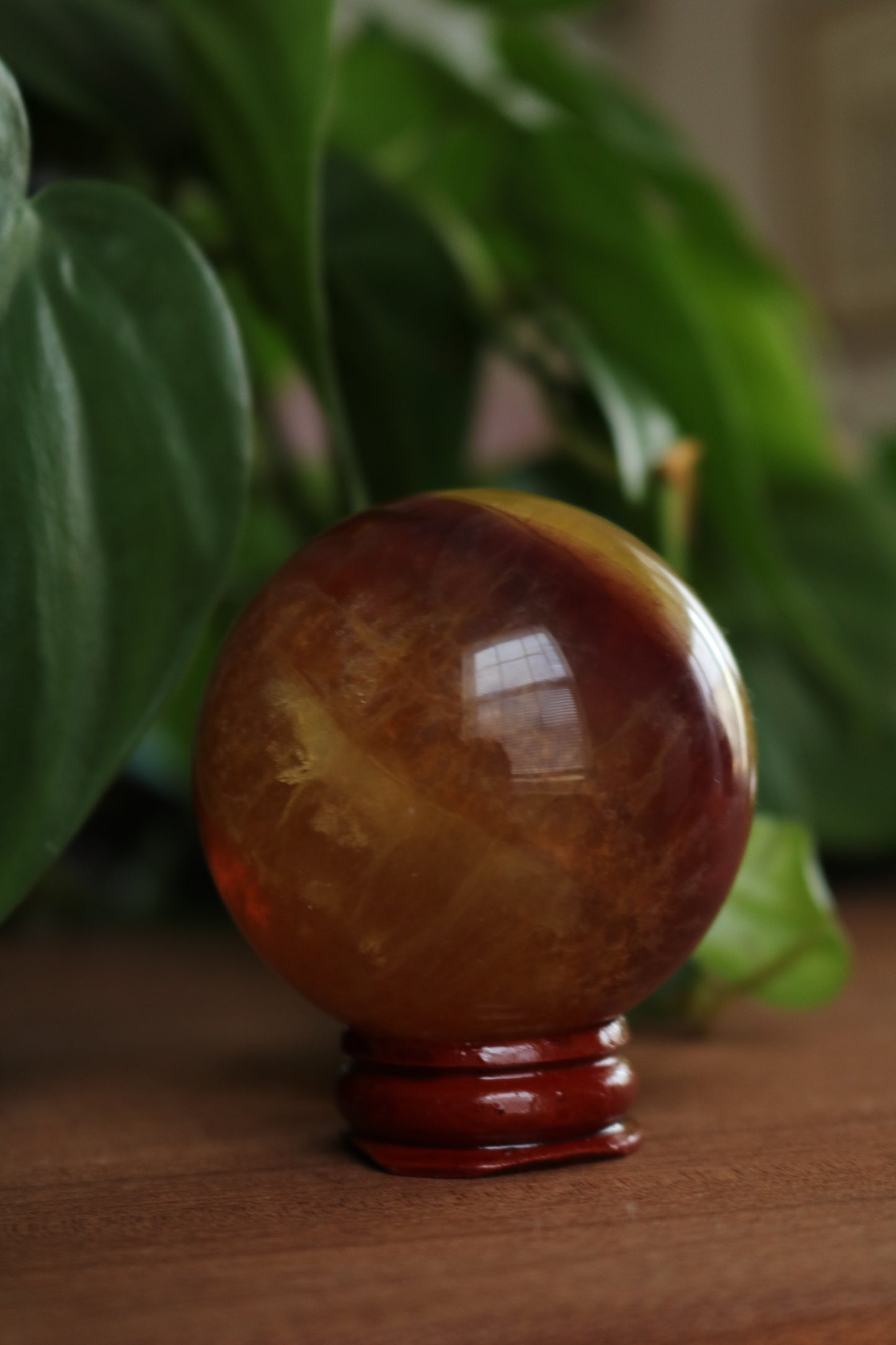 Yellow and Purple Fluorite Sphere