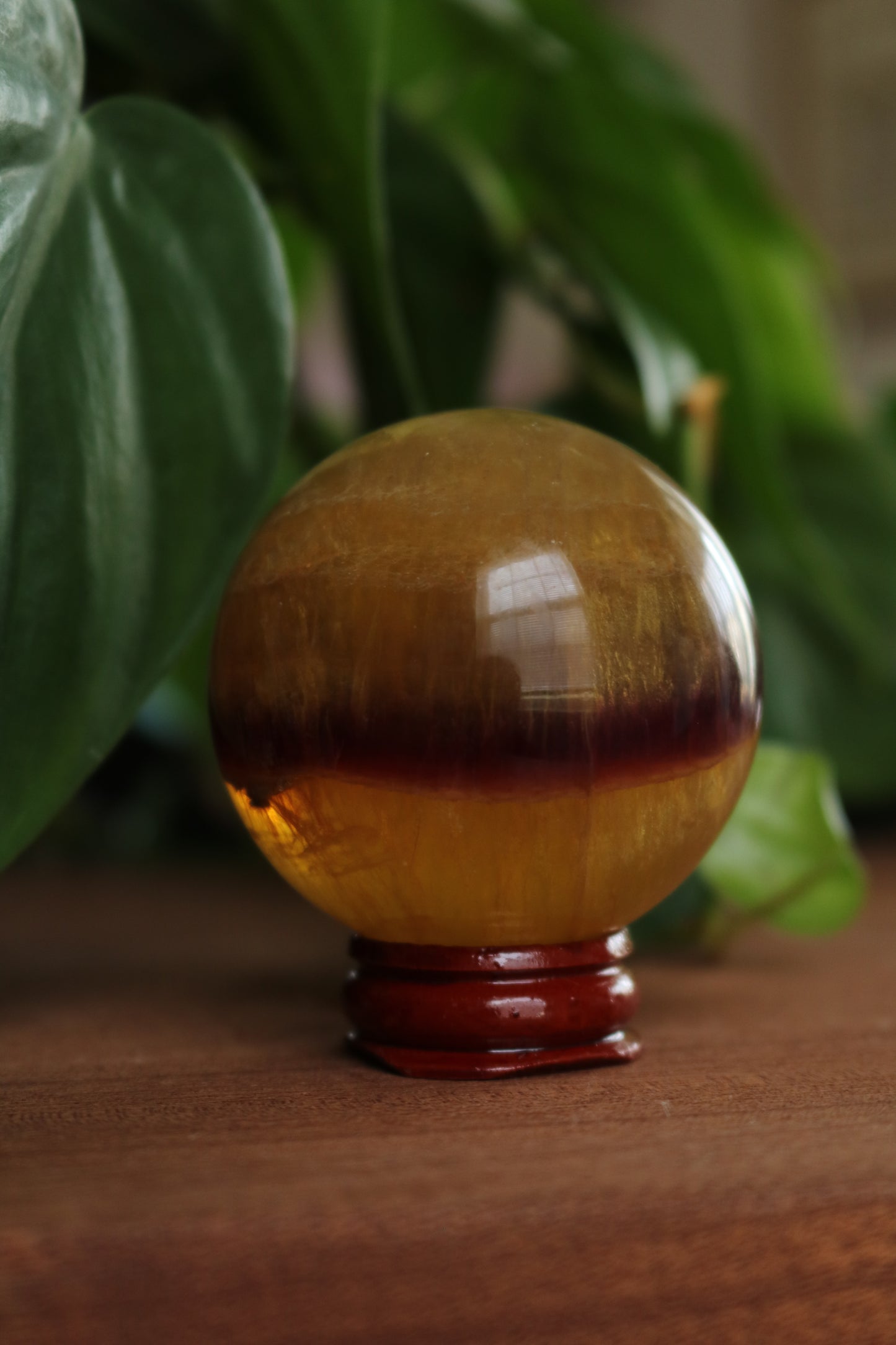 Yellow and Purple Fluorite Sphere