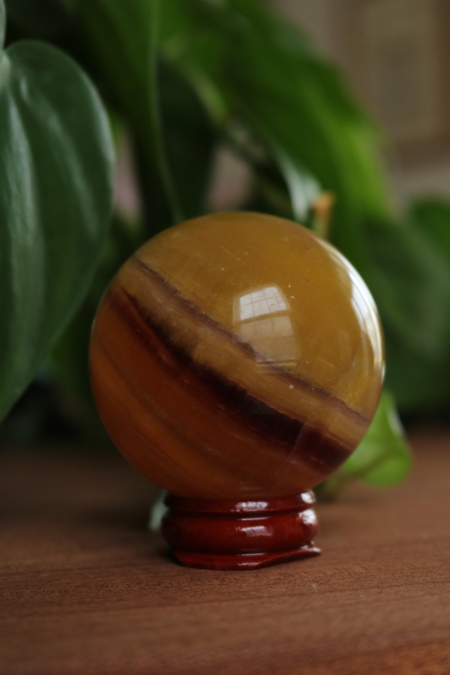 Yellow and Purple Fluorite Sphere