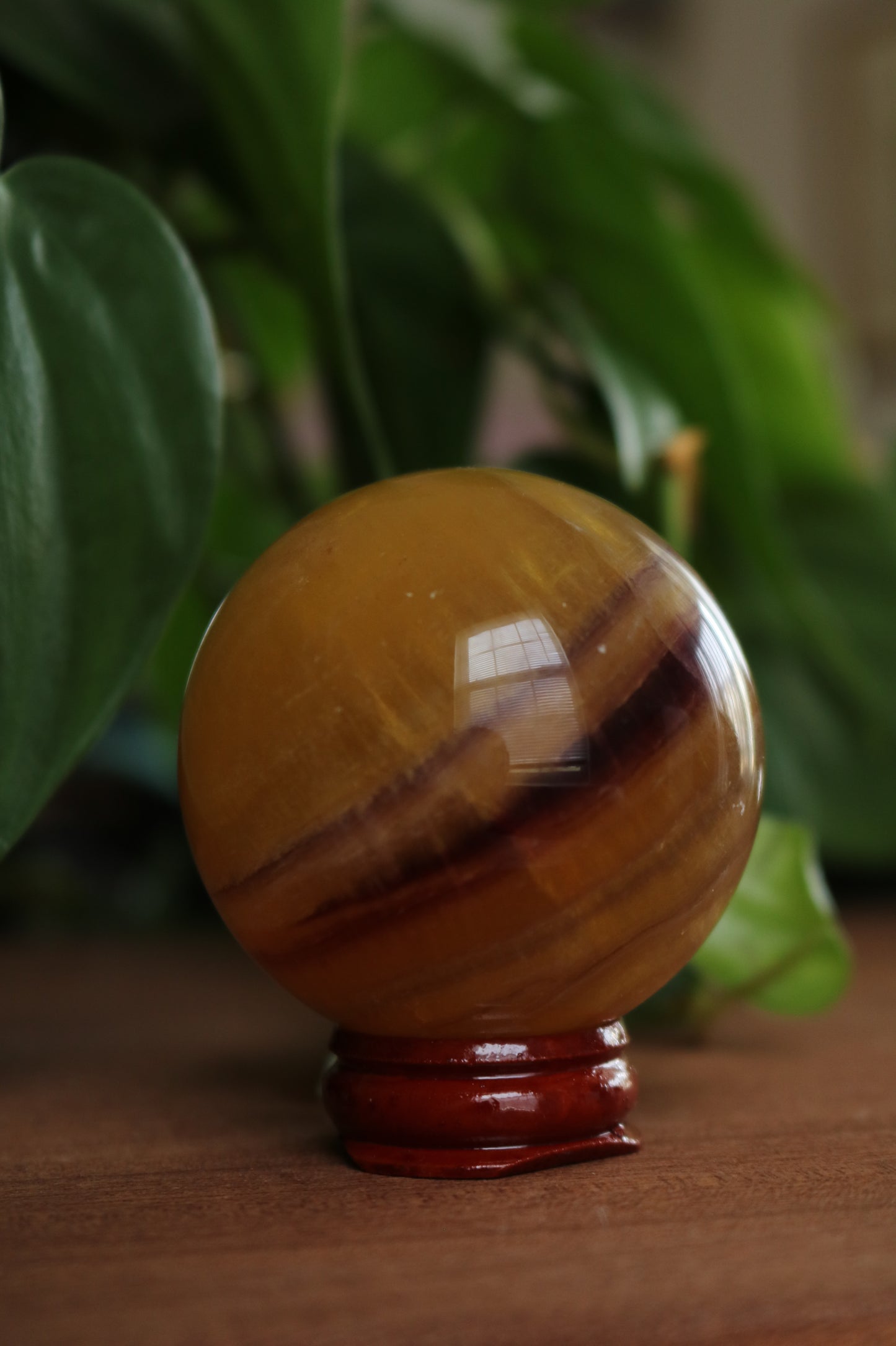 Yellow and Purple Fluorite Sphere