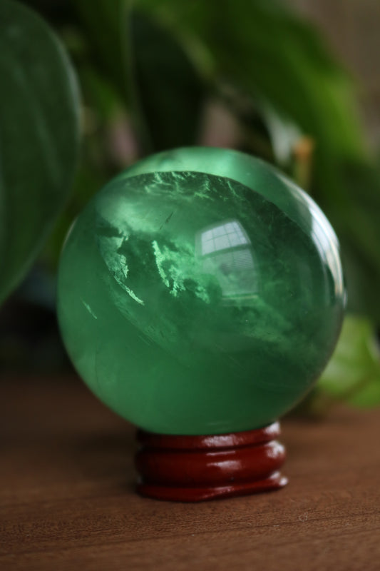 Green Fluorite Crystal Sphere