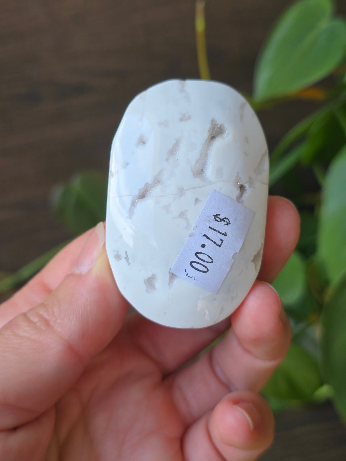 White Agate Palm Stone
