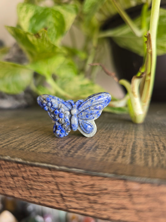 Lapis Lazuli Flower Butterfly Carving