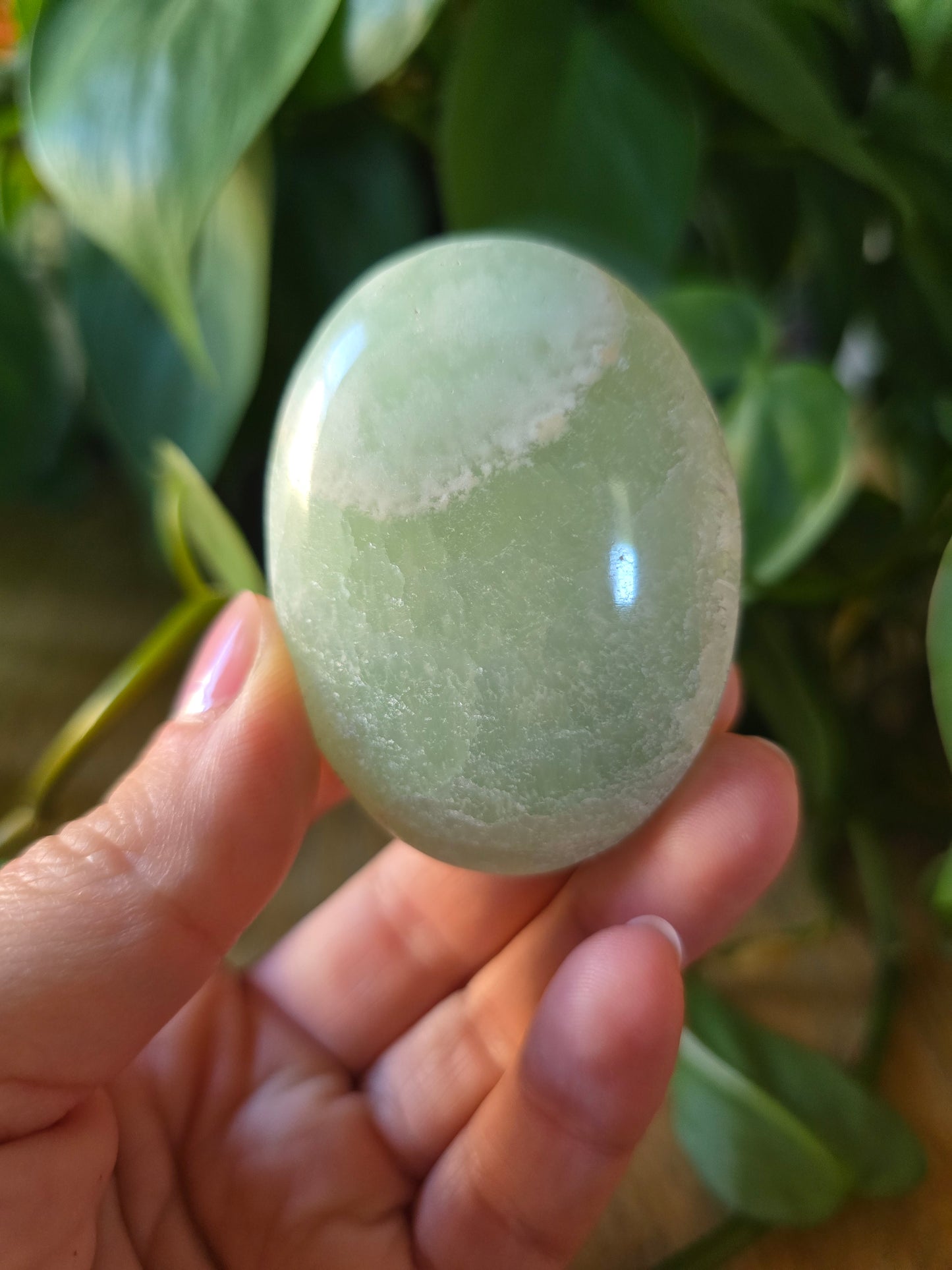 Pistachio Calcite Palm Stone