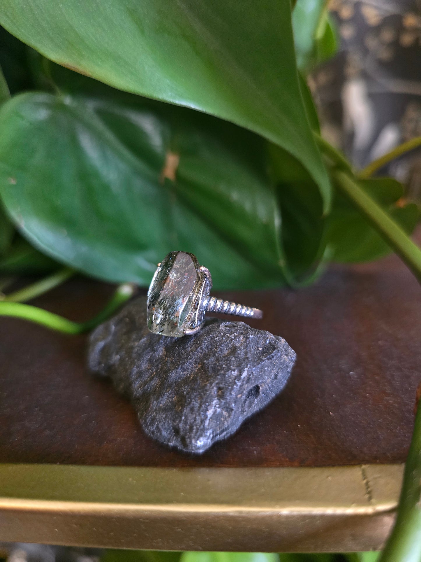 S925 Adjustable Rutilated Quartz Ring
