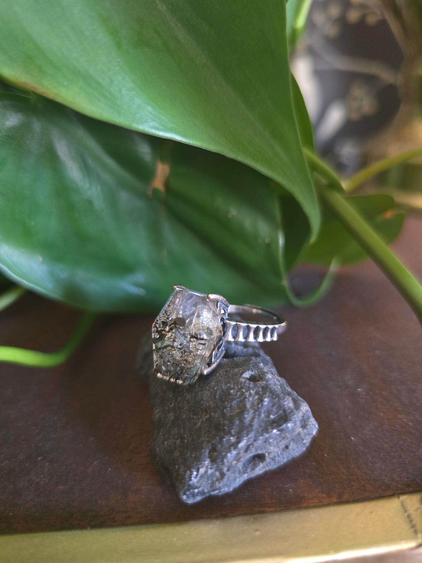 S925 Adjustable Rutilated Quartz Ring