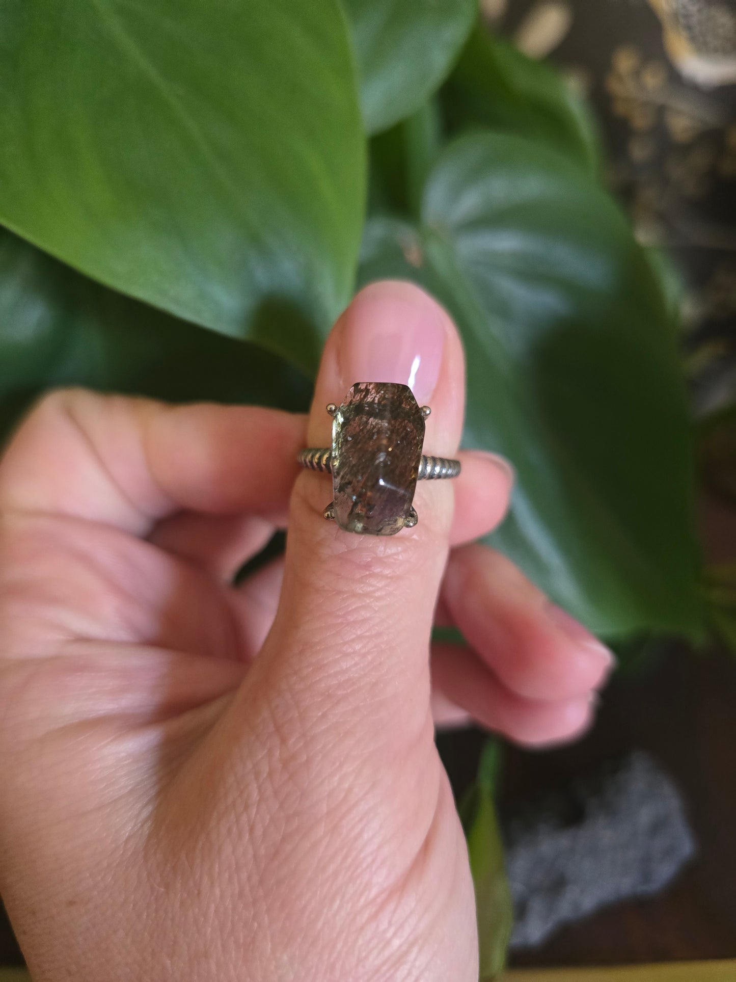 S925 Adjustable Rutilated Quartz Ring